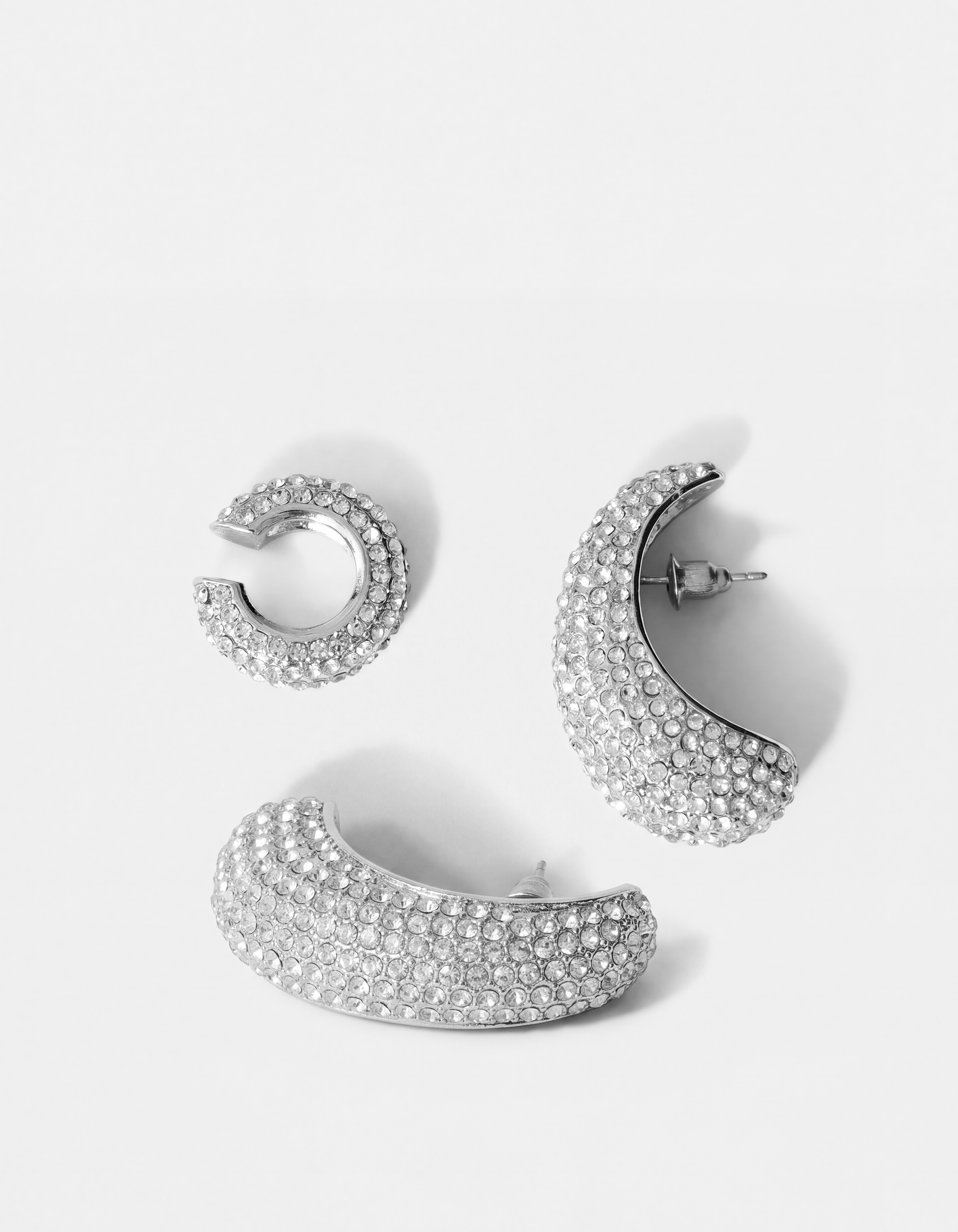 Pointy Strass Oorbellen Set Zilver SHOEBY ACCESSOIRES