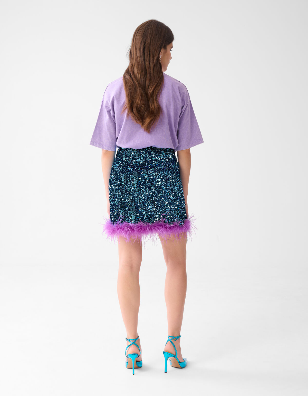 Pailletten Mini Rok Blauw SHOEBY WOMEN