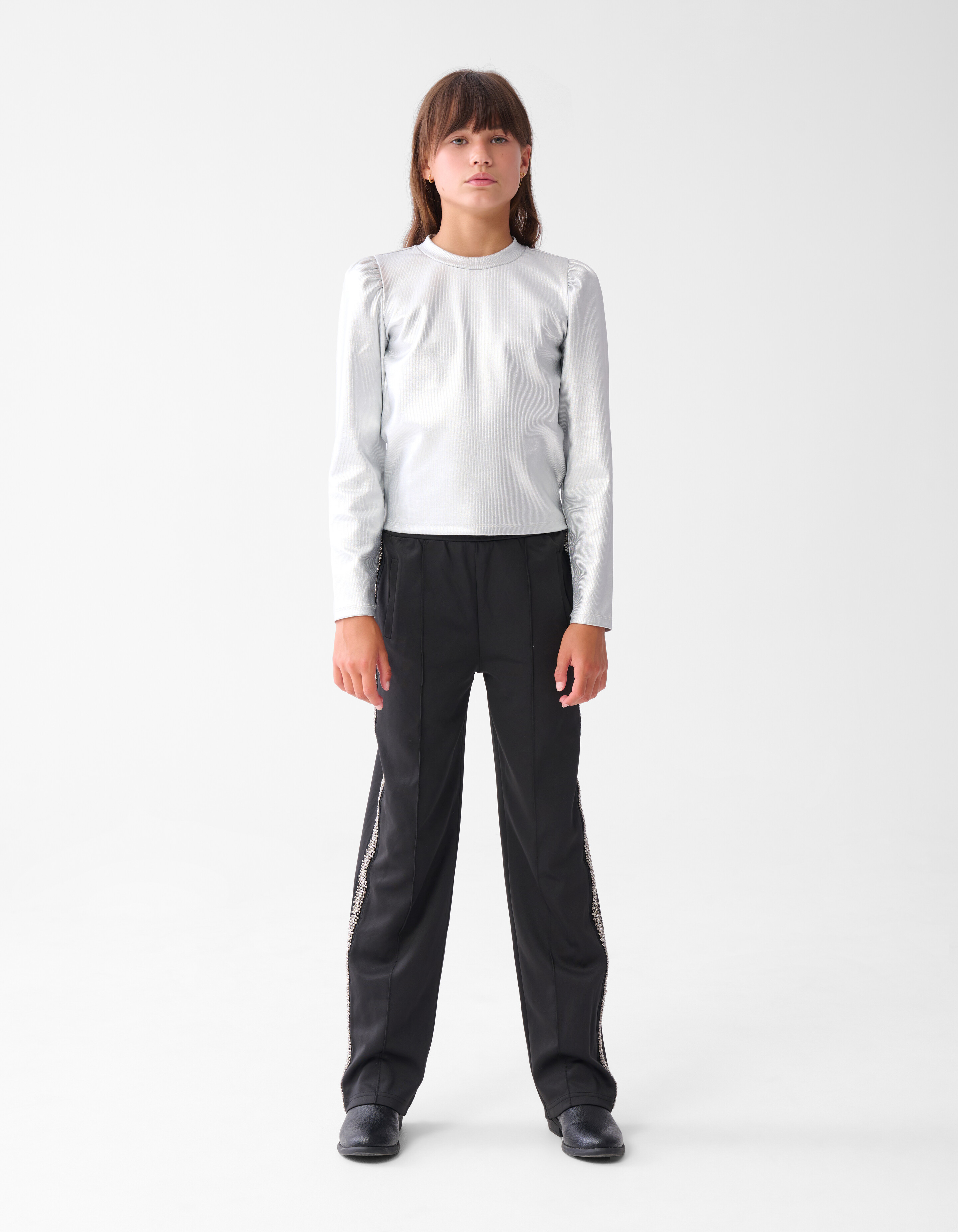 Embellished Wide Leg Broek Zwart SHOEBY GIRLS