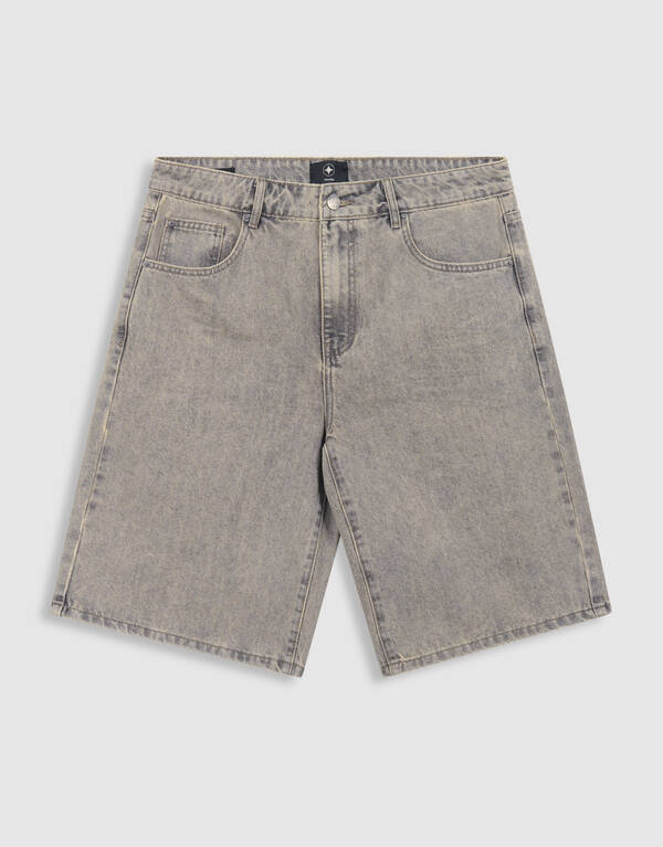 Relaxed Fit Denim Short Lichtgrijs SHOEBY MEN