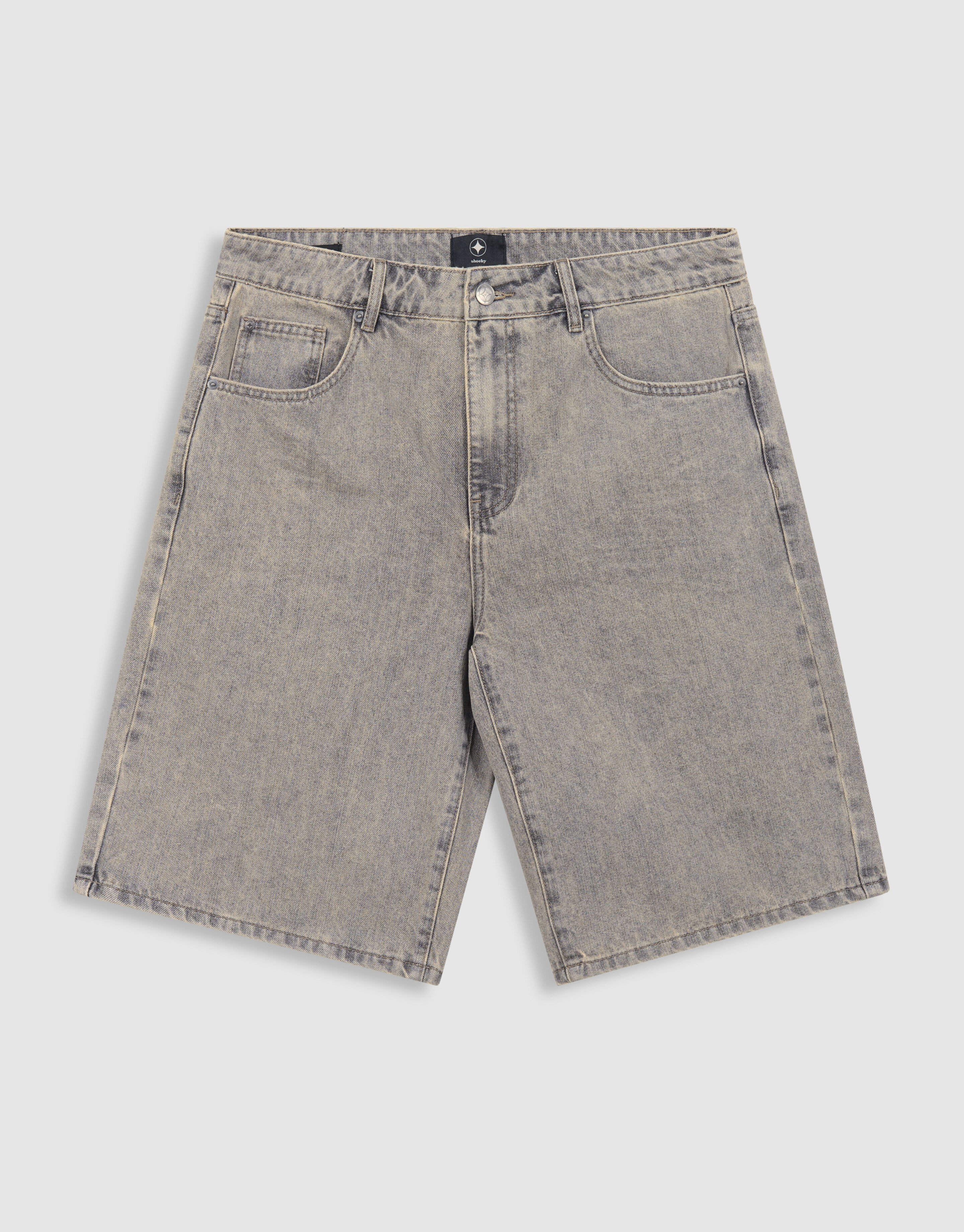 Relaxed Fit Denim Short Lichtgrijs SHOEBY MEN