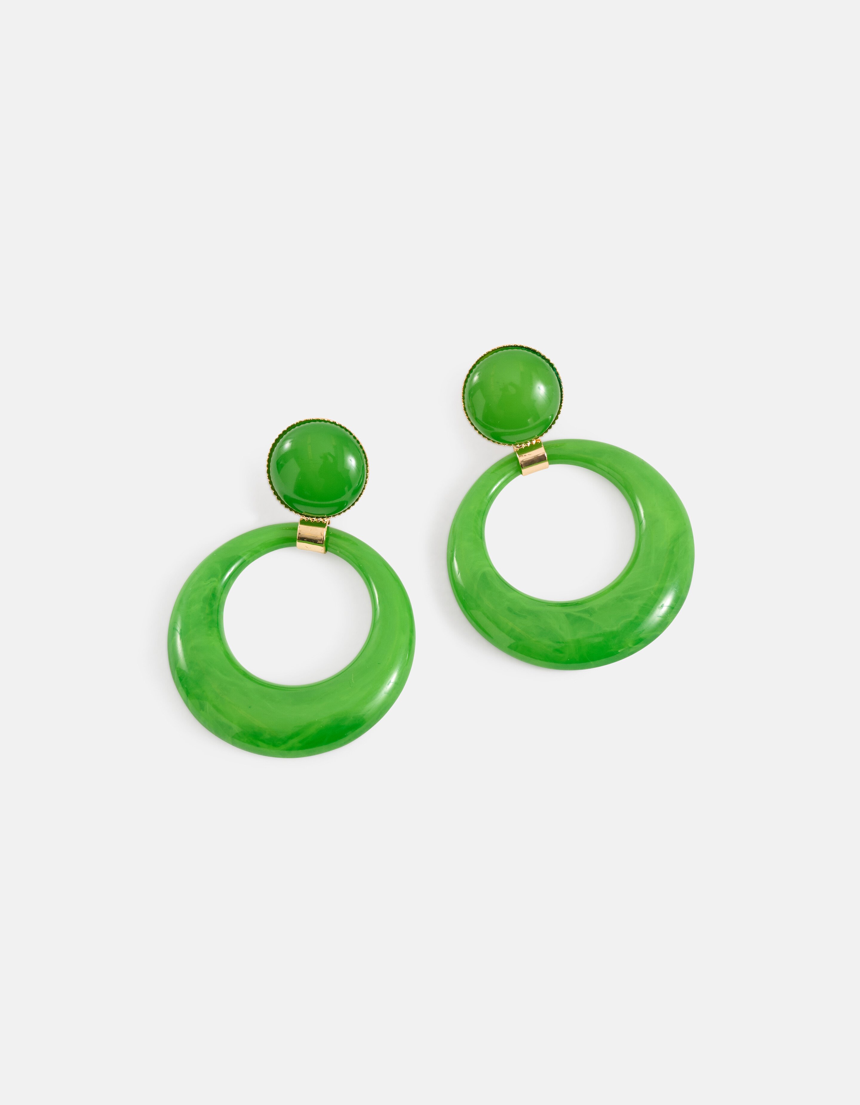 Ronde Oorbellen Groen SHOEBY ACCESSOIRES