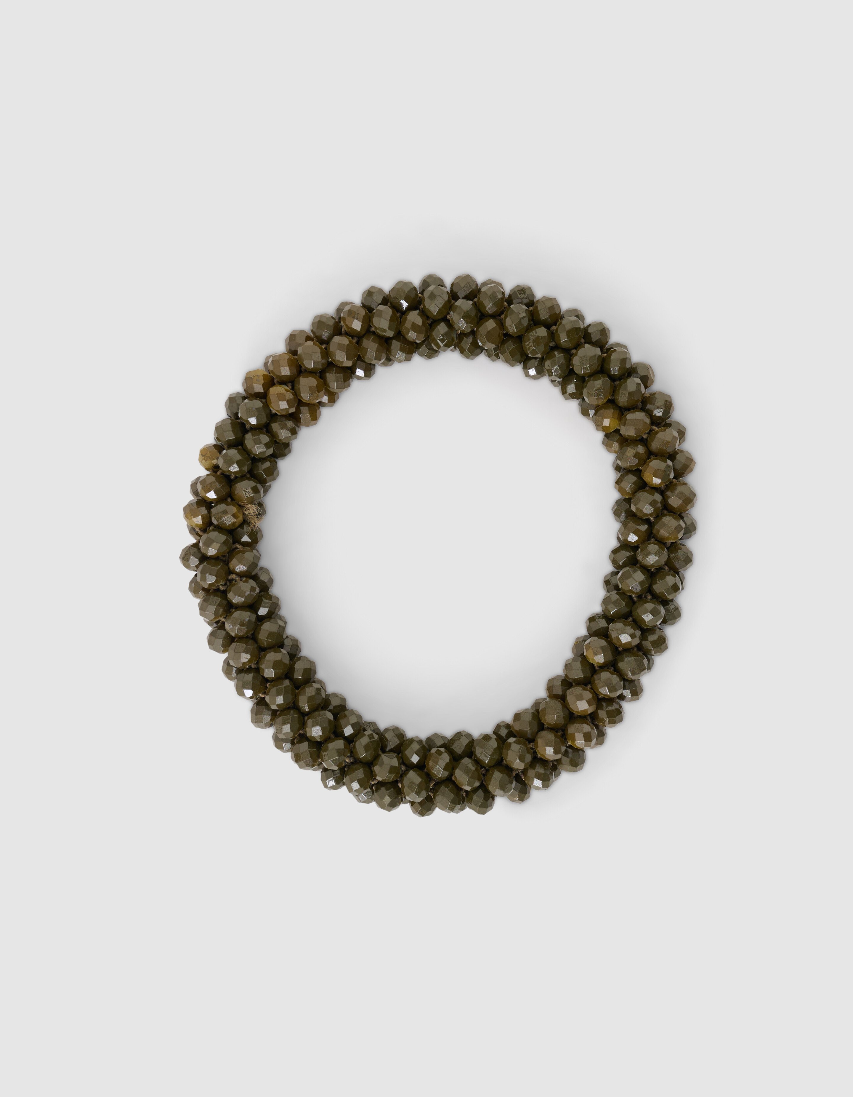 Beaded Haarelastiek Khaki SHOEBY ACCESSOIRES