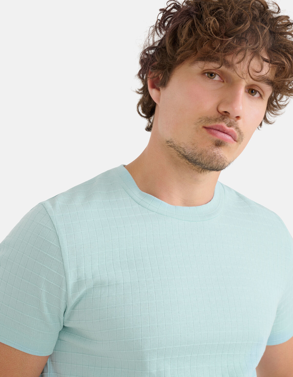 Structuur T-shirt Lichtgroen SHOEBY MEN