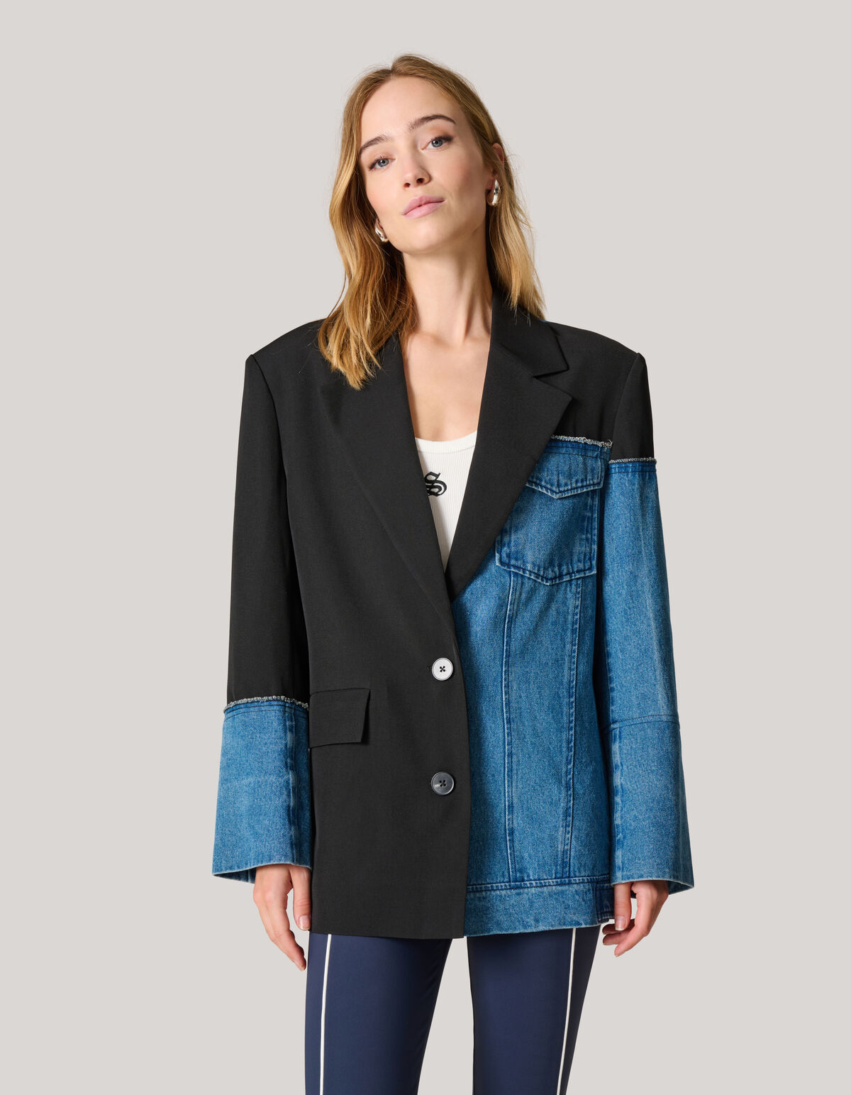 Two Tone Denim blazer Zwart/blauw SHOEBY WOMEN