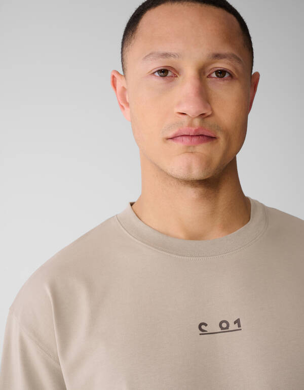 Grafische Tekst T-shirt Lichtbruin SHOEBY MEN