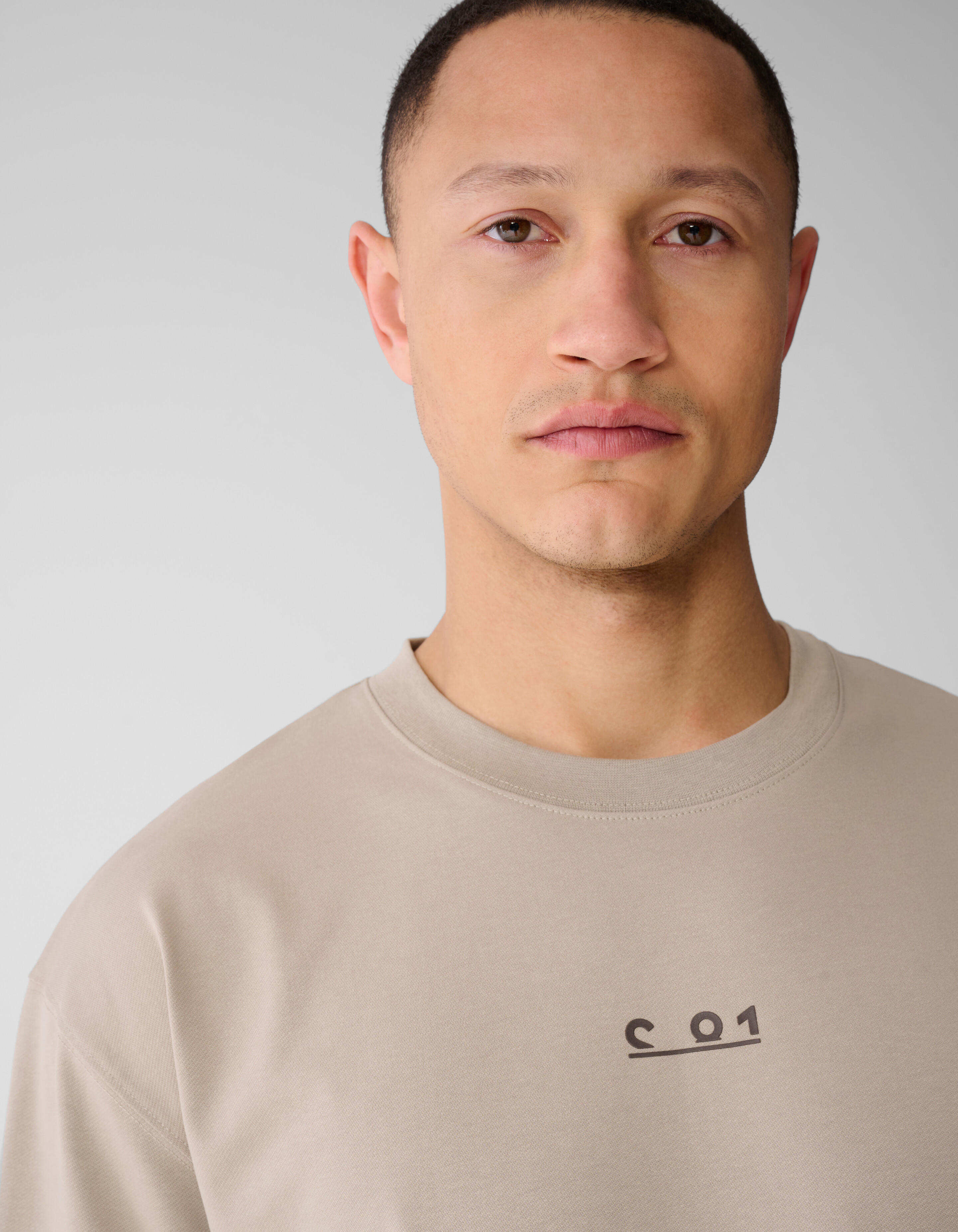 Grafische Tekst T-shirt Lichtbruin SHOEBY MEN