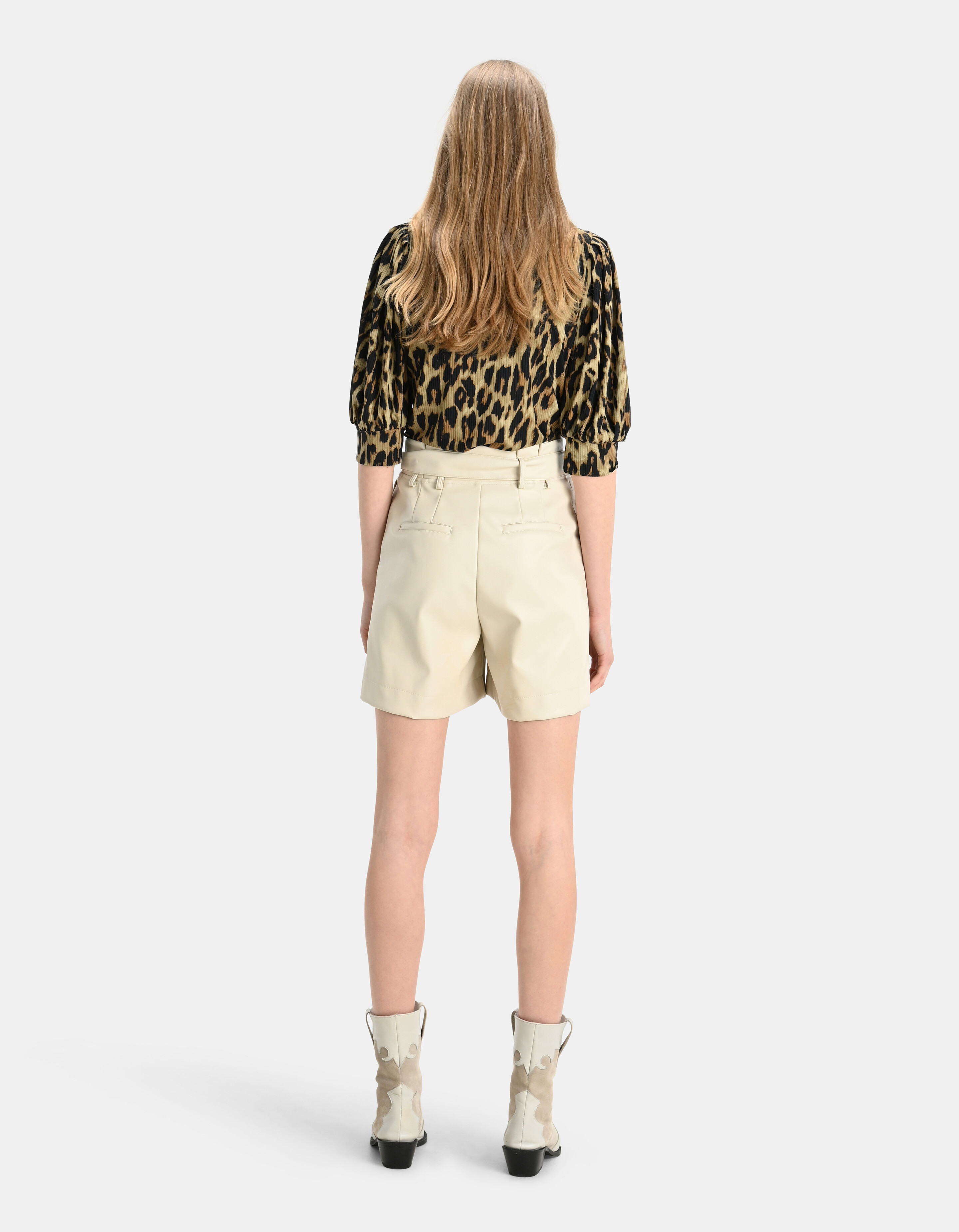 Vegan Leren Paperbag Short Gebroken Wit EKSEPT