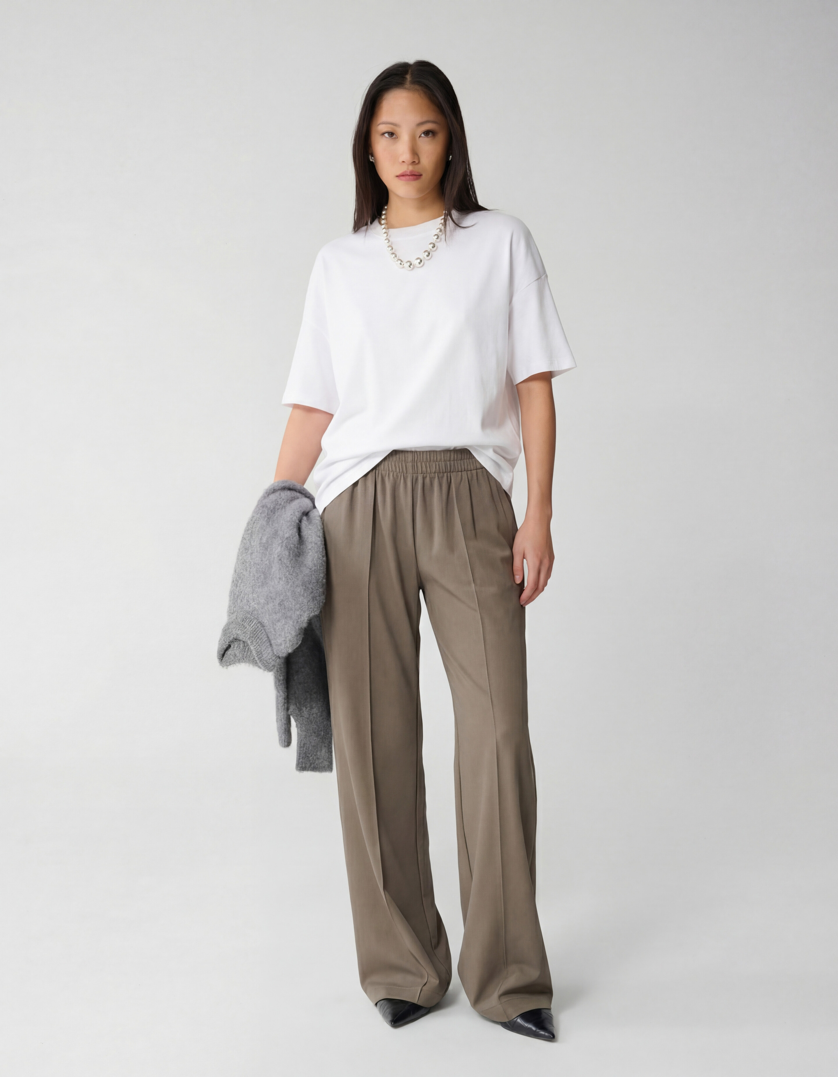 Basis Wide Leg Broek Donkergroen SHOEBY WOMEN