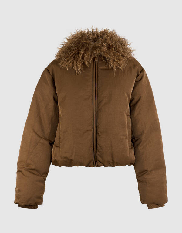 Fluffy Collar Bomber Jas Bruin SHOEBY WOMEN