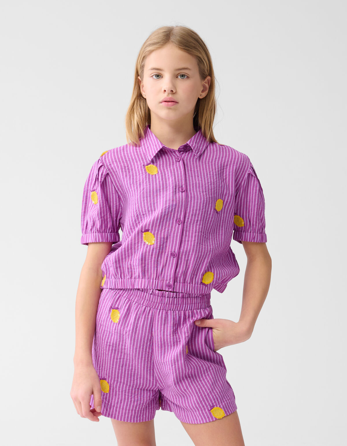 Lemon Pinstripe Short Paars SHOEBY GIRLS