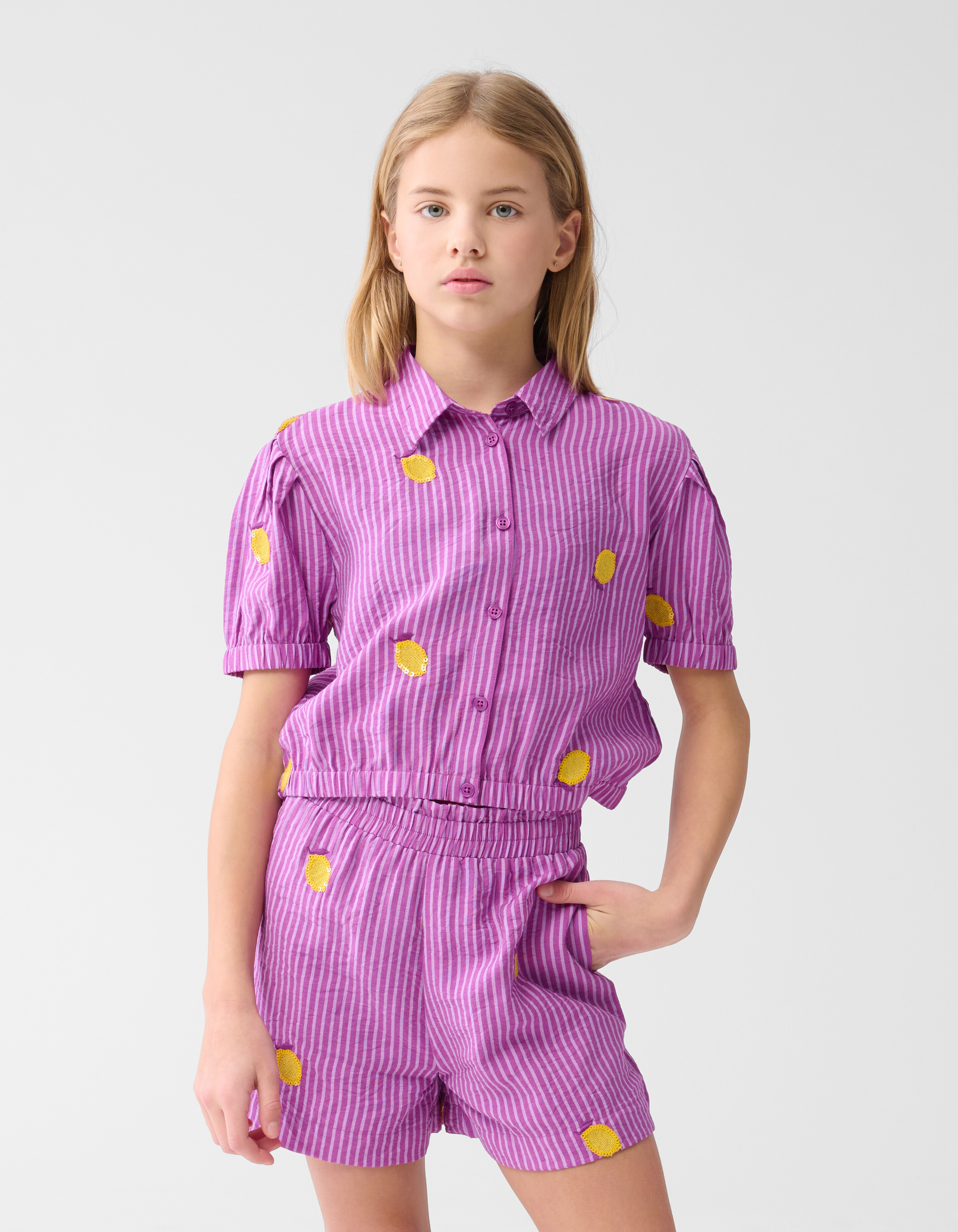 Lemon Pinstripe Short Paars SHOEBY GIRLS