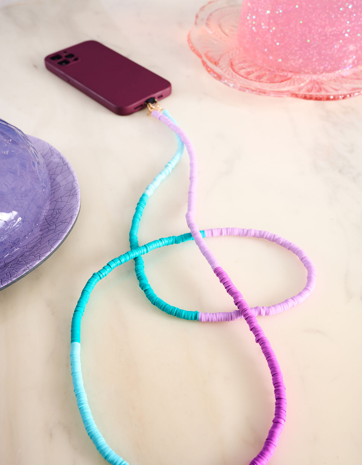 Lange Katsuki Telefoonkoord Paars SHOEBY ACCESSOIRES