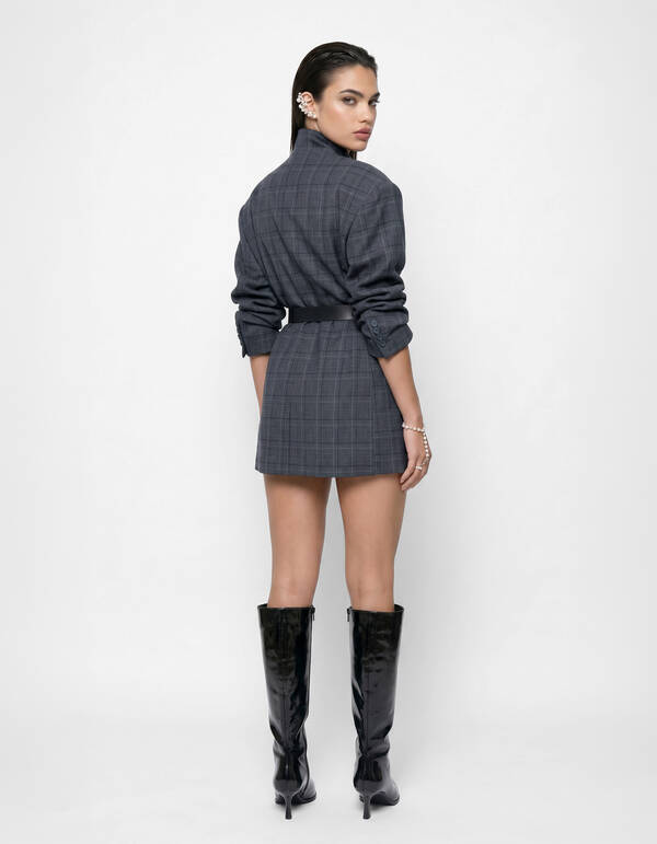 Check Blazer Jurk Donkergrijs SHOEBY WOMEN