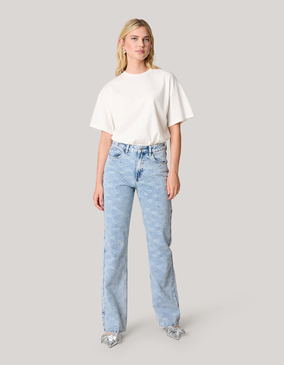 Jacquard Straight Fit Jeans Bleached SHOEBY WOMEN