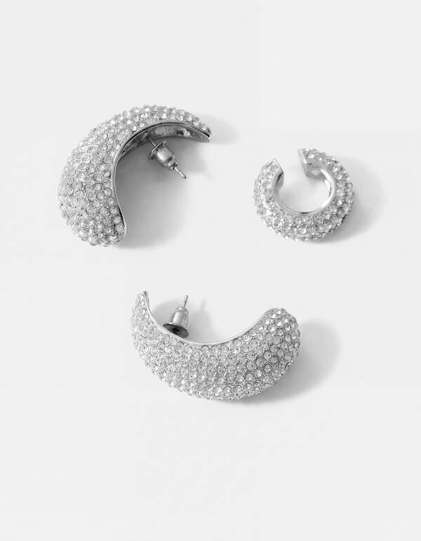 Pointy Strass Oorbellen Set Zilver SHOEBY ACCESSOIRES
