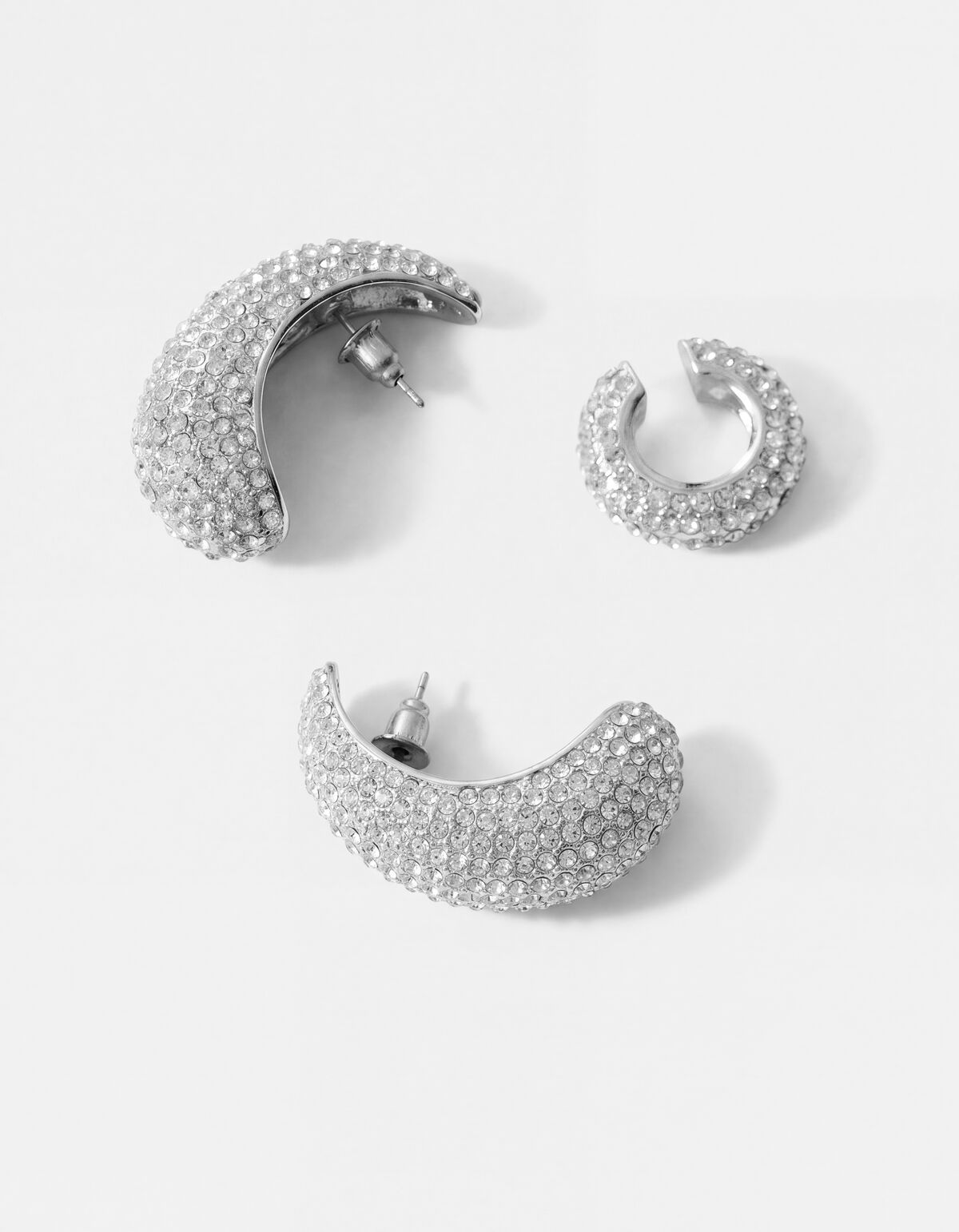 Pointy Strass Oorbellen Set Zilver SHOEBY ACCESSOIRES