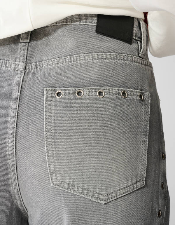 Eyelet Barrel Fit Jeans Grijs SHOEBY WOMEN