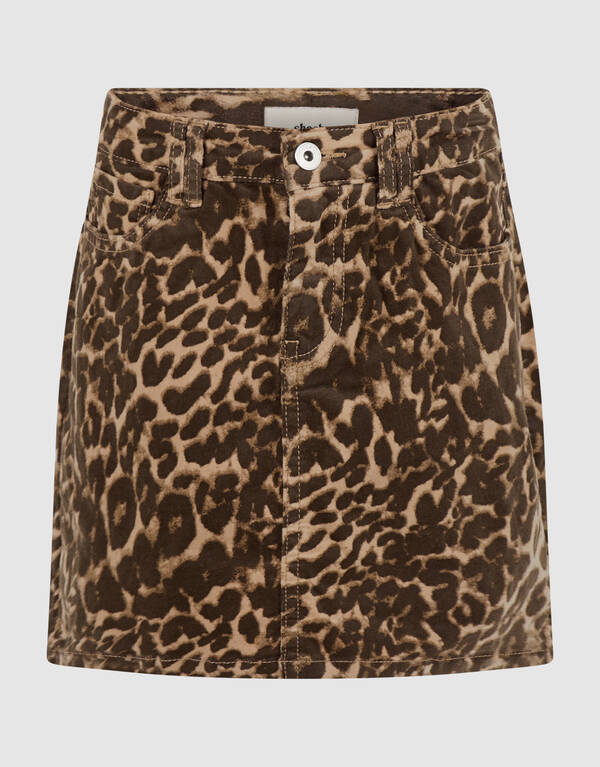 Velvet Leopard Mini Rok Bruin SHOEBY GIRLS