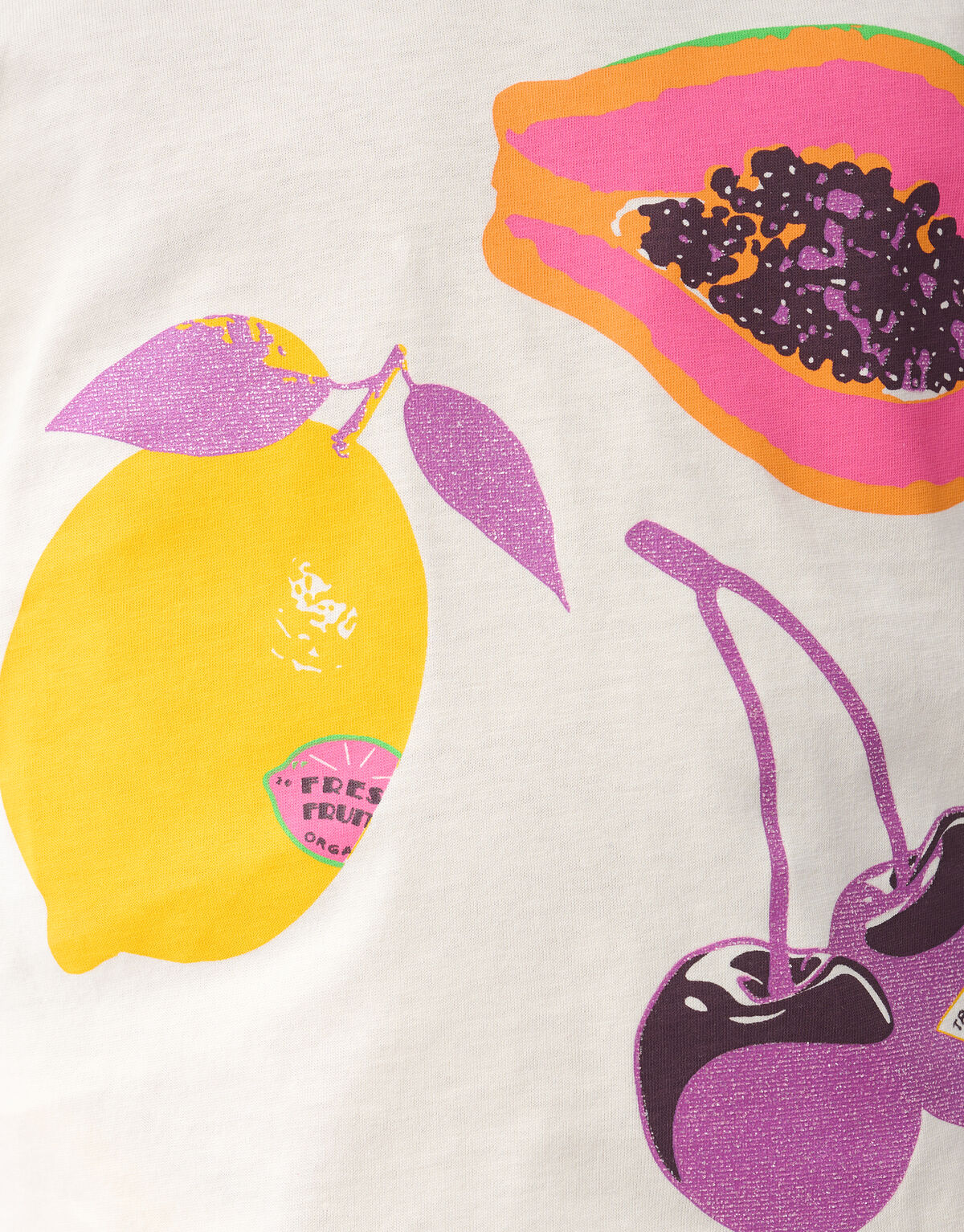 Fruit Glitter T-shirt Gebroken Wit SHOEBY GIRLS
