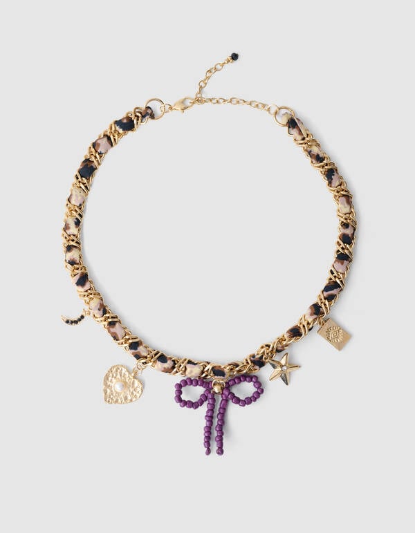 Chain Charm Ketting Bruin SHOEBY ACCESSOIRES