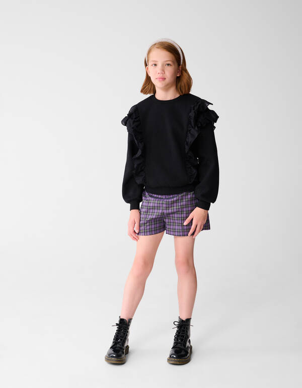 Ruffle Embroidery Sweater Zwart SHOEBY GIRLS