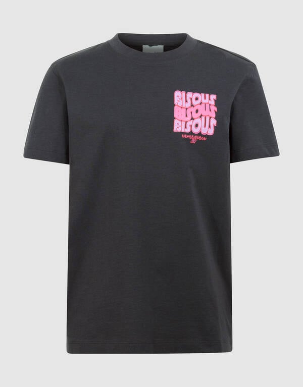 Bisous Glitter Artwork T-shirt Donkergrijs SHOEBY GIRLS