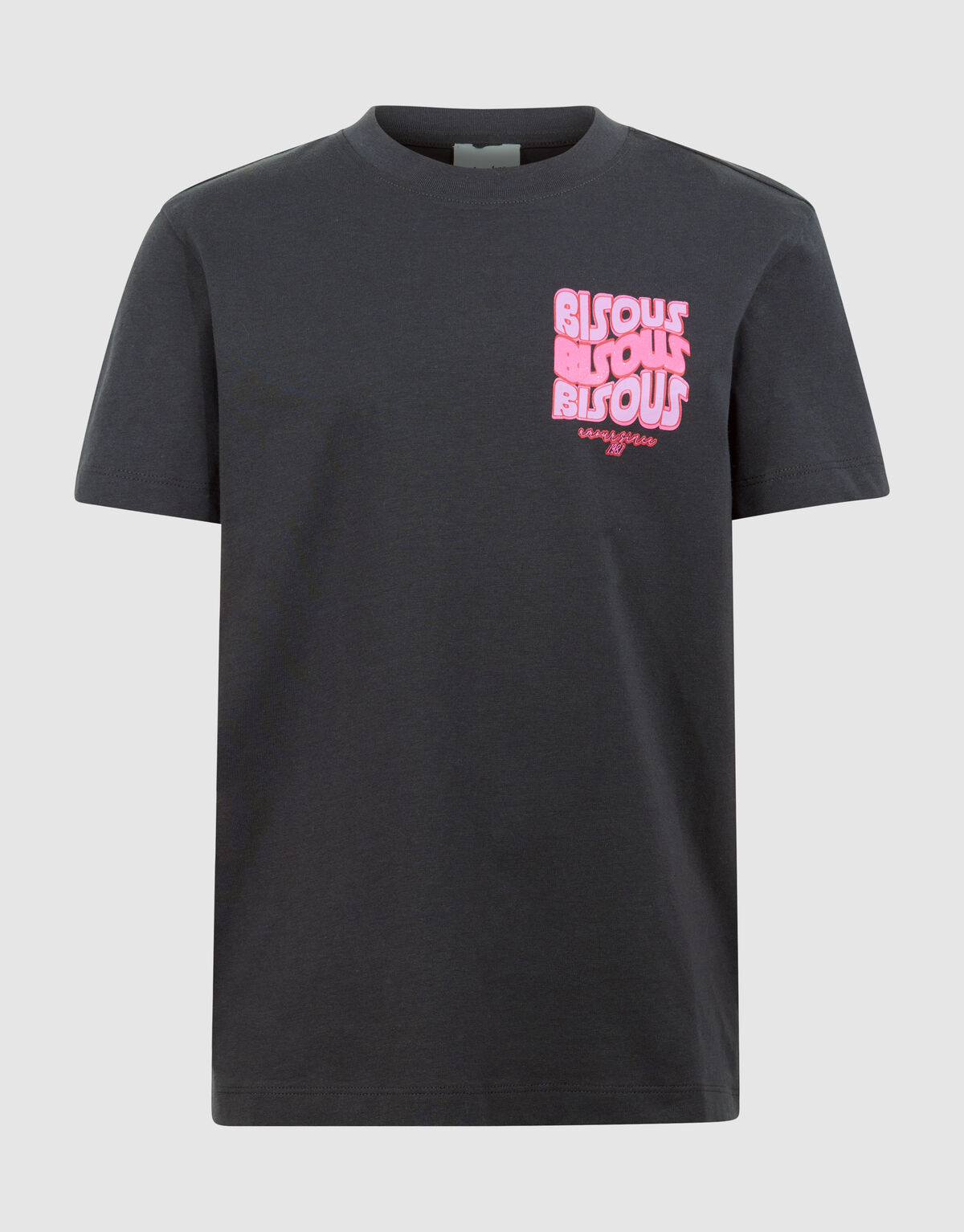 Bisous Glitter Artwork T-shirt Donkergrijs SHOEBY GIRLS