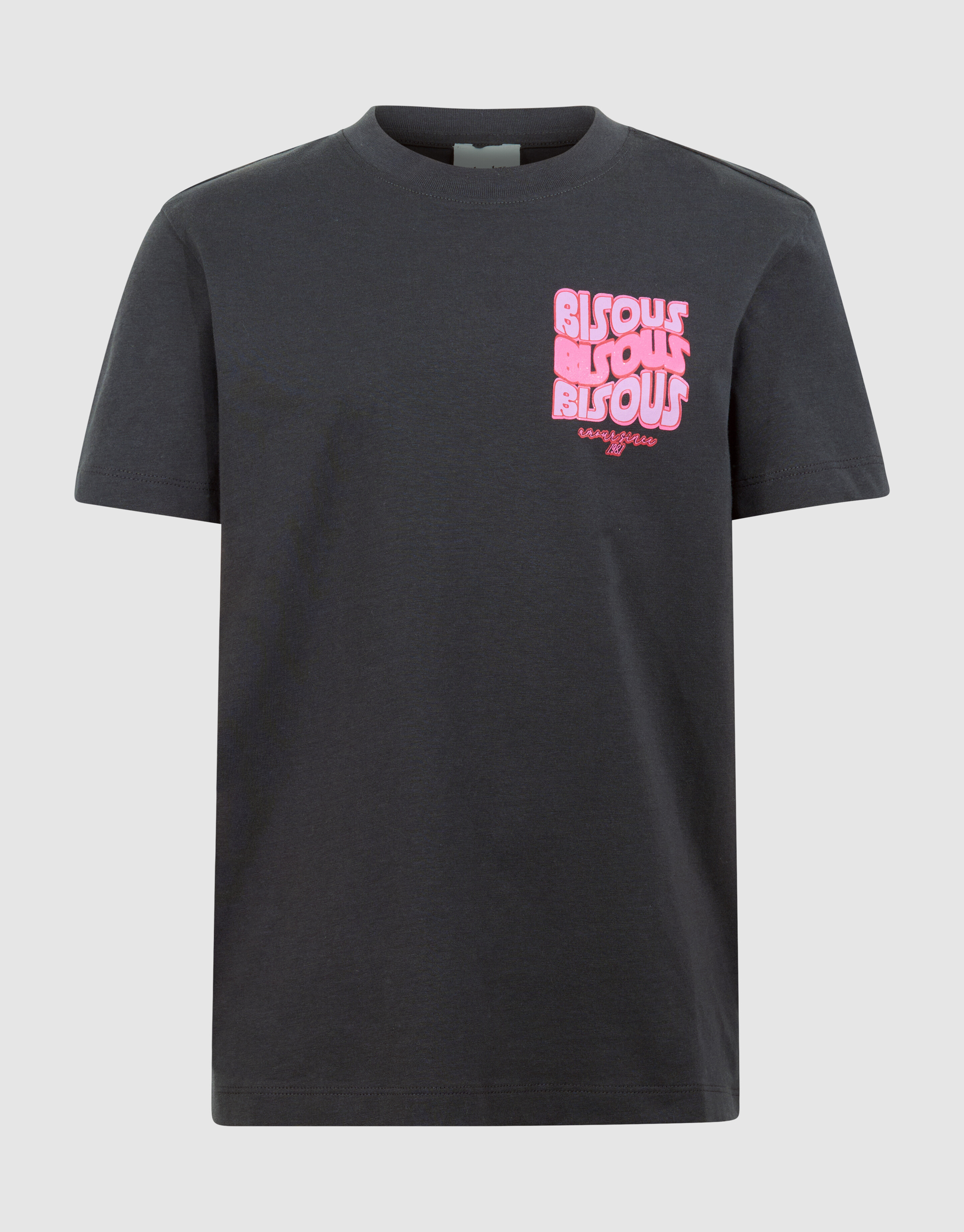 Bisous Glitter Artwork T-shirt Donkergrijs SHOEBY GIRLS