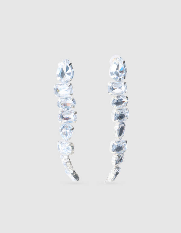 Statement Strass Oorbellen Zilver SHOEBY ACCESSOIRES