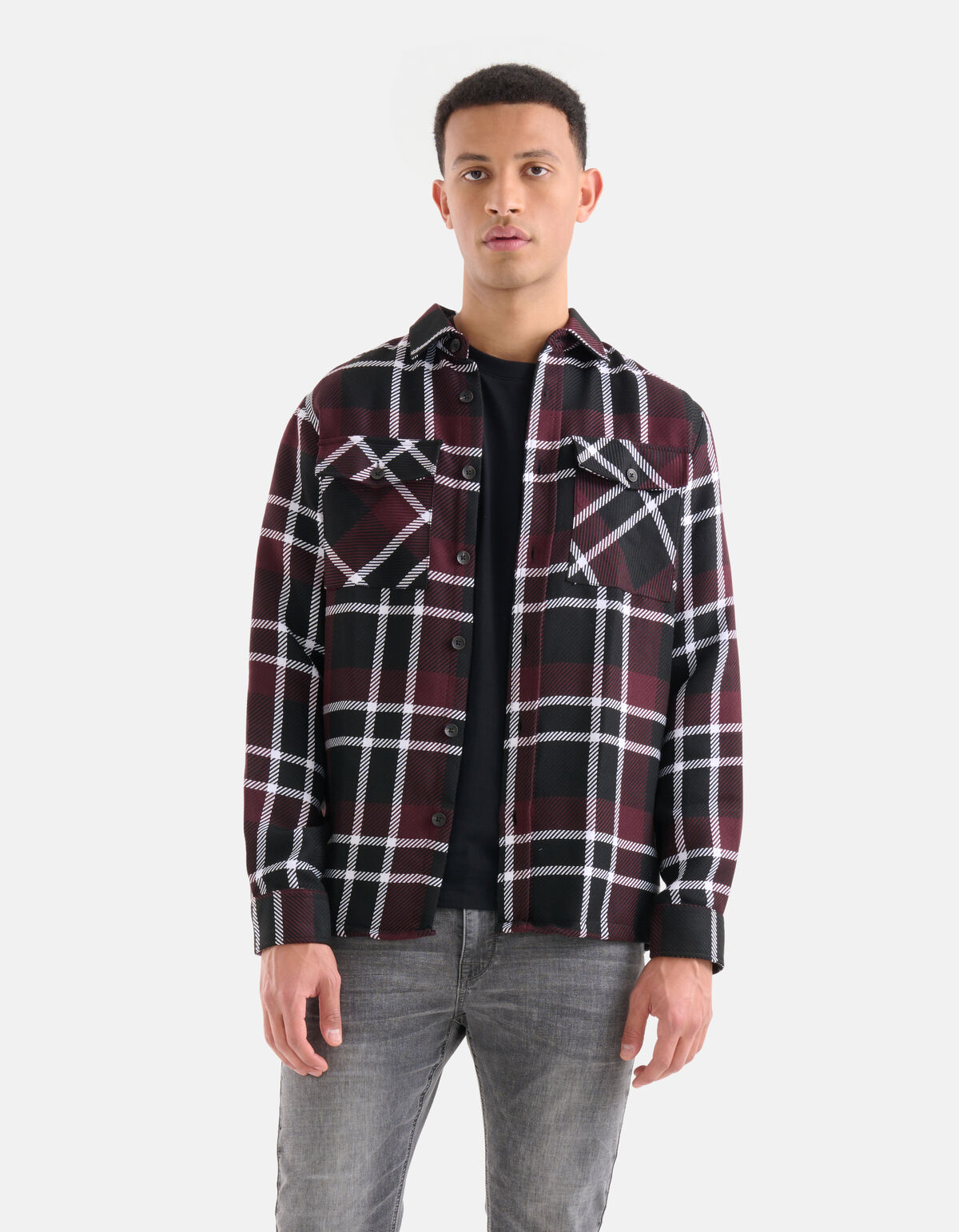 Ruiten Overhemd Donkerrood SHOEBY MEN