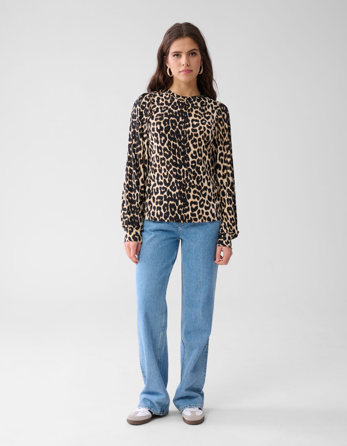 Rib Jersey Leopard Top Bruin SHOEBY WOMEN