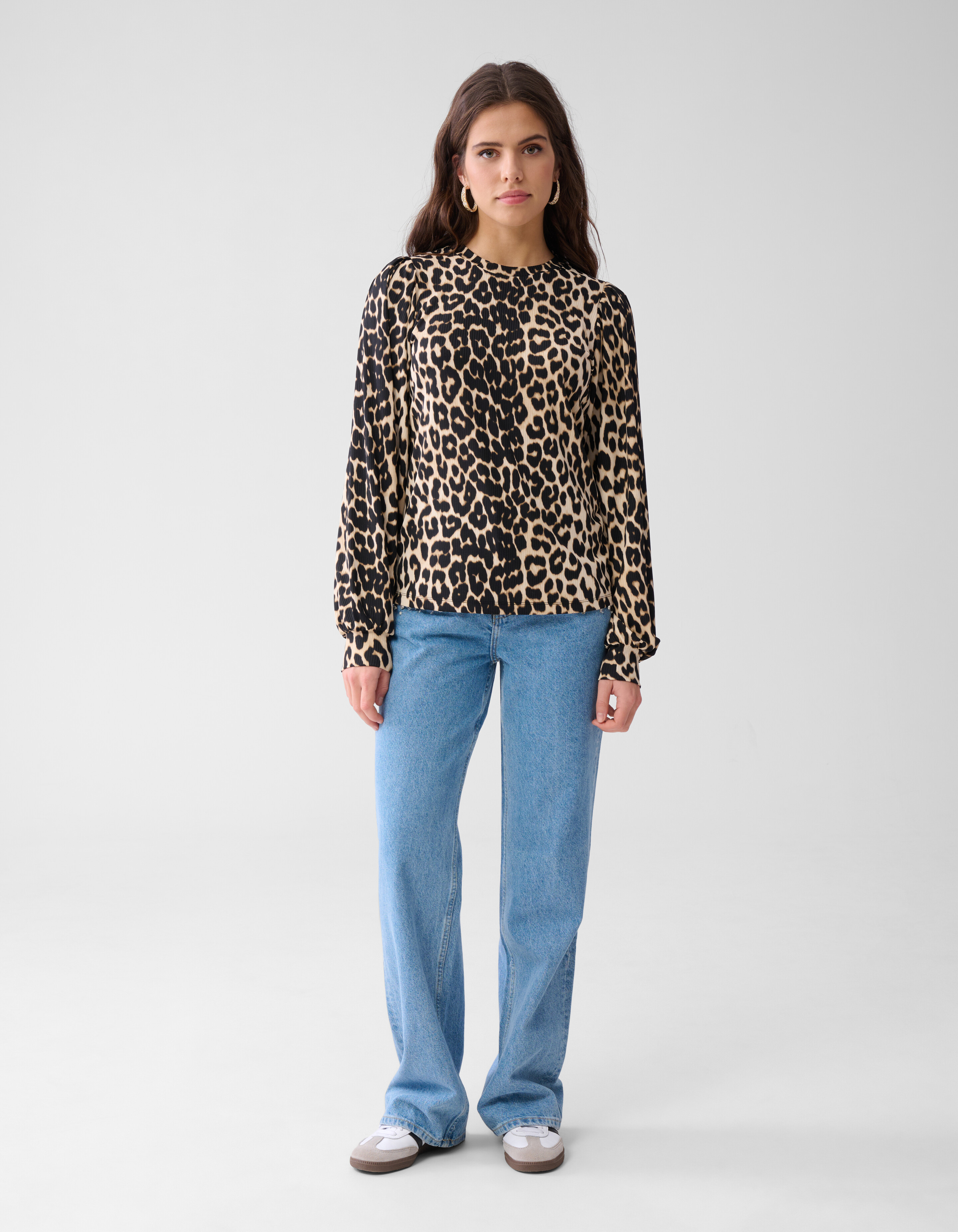 Rib Jersey Leopard Top Bruin SHOEBY WOMEN