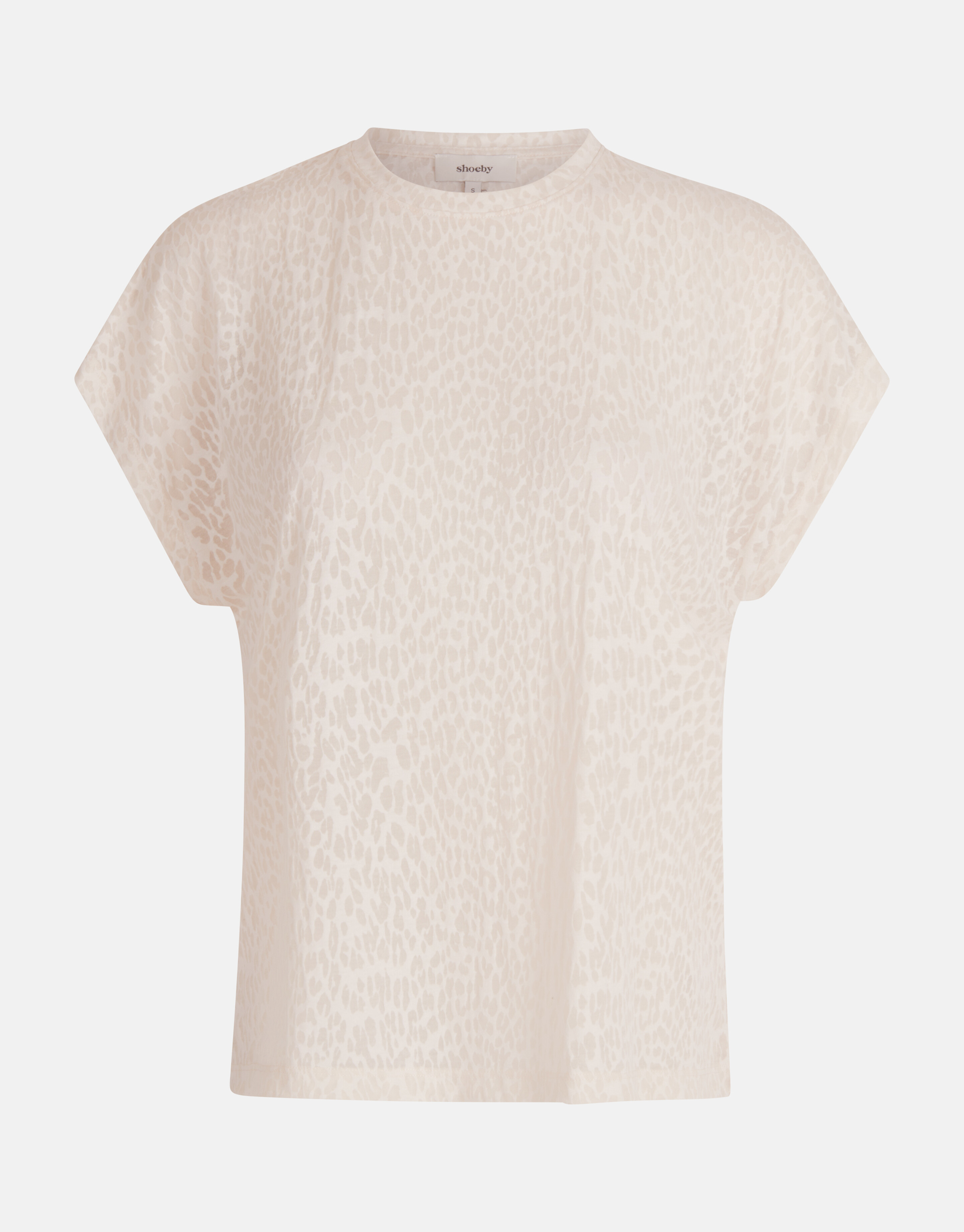 Leopard Burn Out T-shirt Gebroken Wit SHOEBY WOMEN
