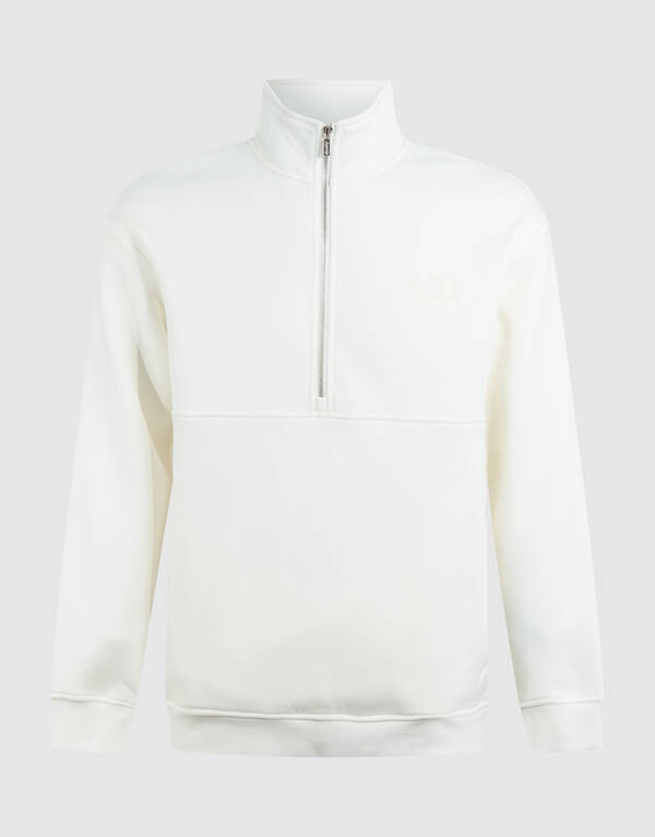 Half Zip Sweater Gebroken Wit SHOEBY MEN