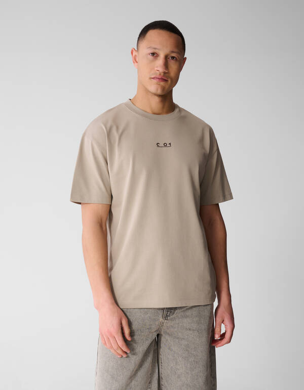 Grafische Tekst T-shirt Lichtbruin SHOEBY MEN