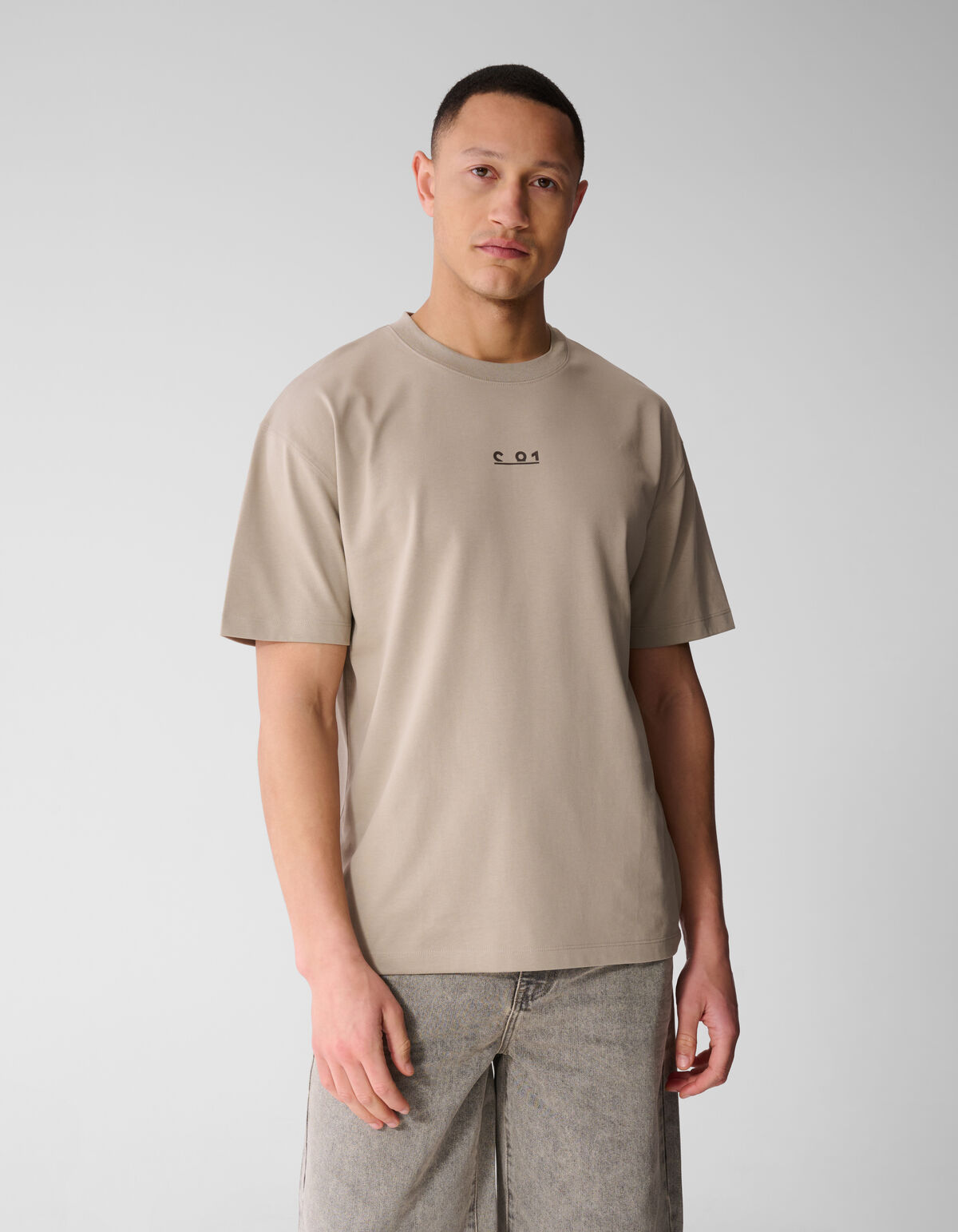 Grafische Tekst T-shirt Lichtbruin SHOEBY MEN