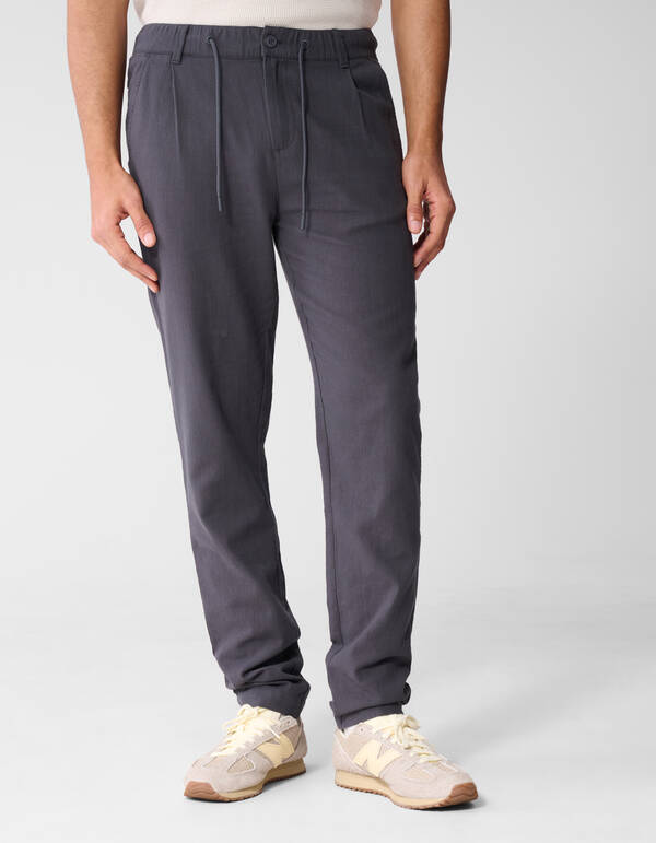 Structuur Regular Fit Broek Donkergrijs SHOEBY MEN