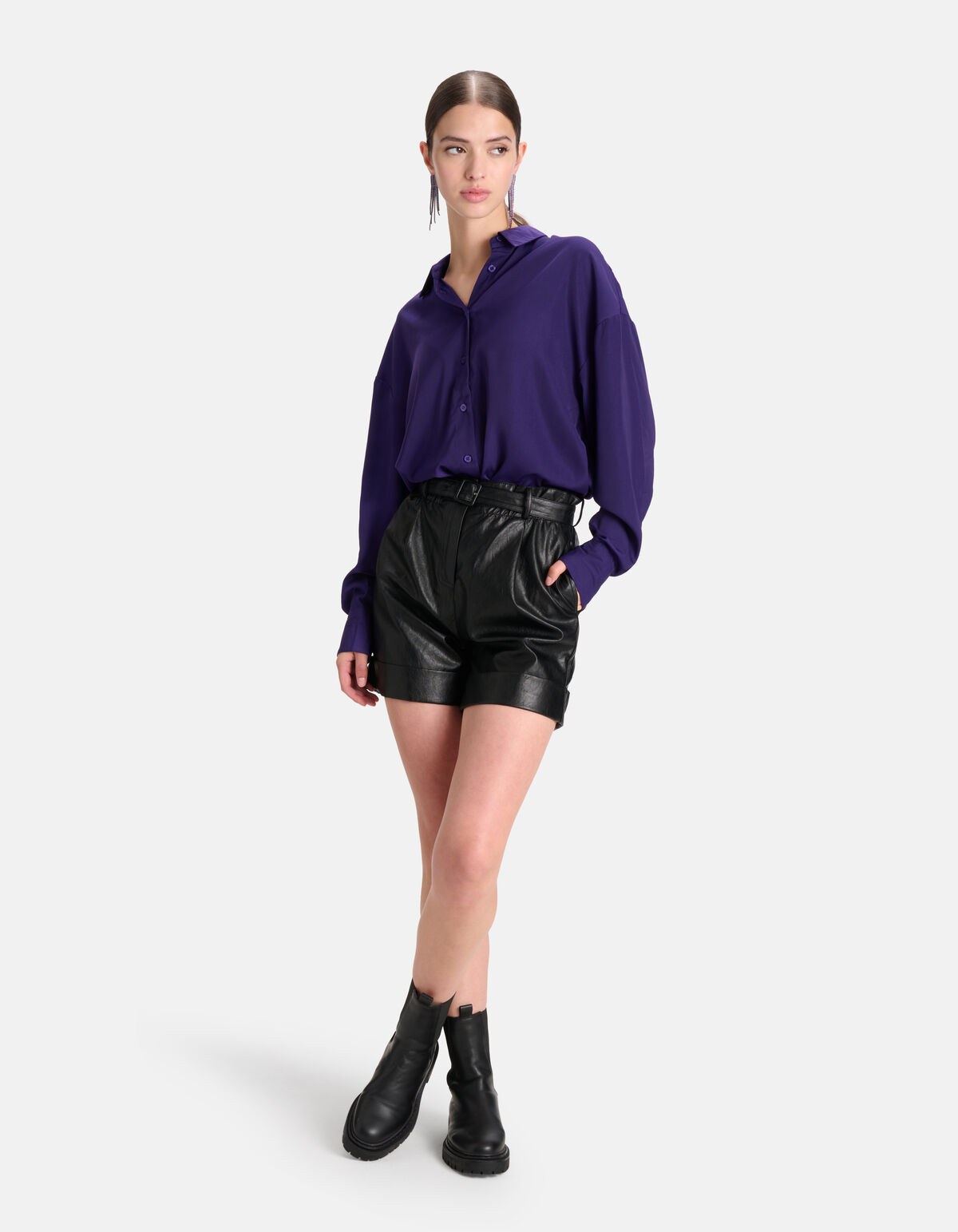 Satijnen Blouse Donkerpaars SHOEBY WOMEN