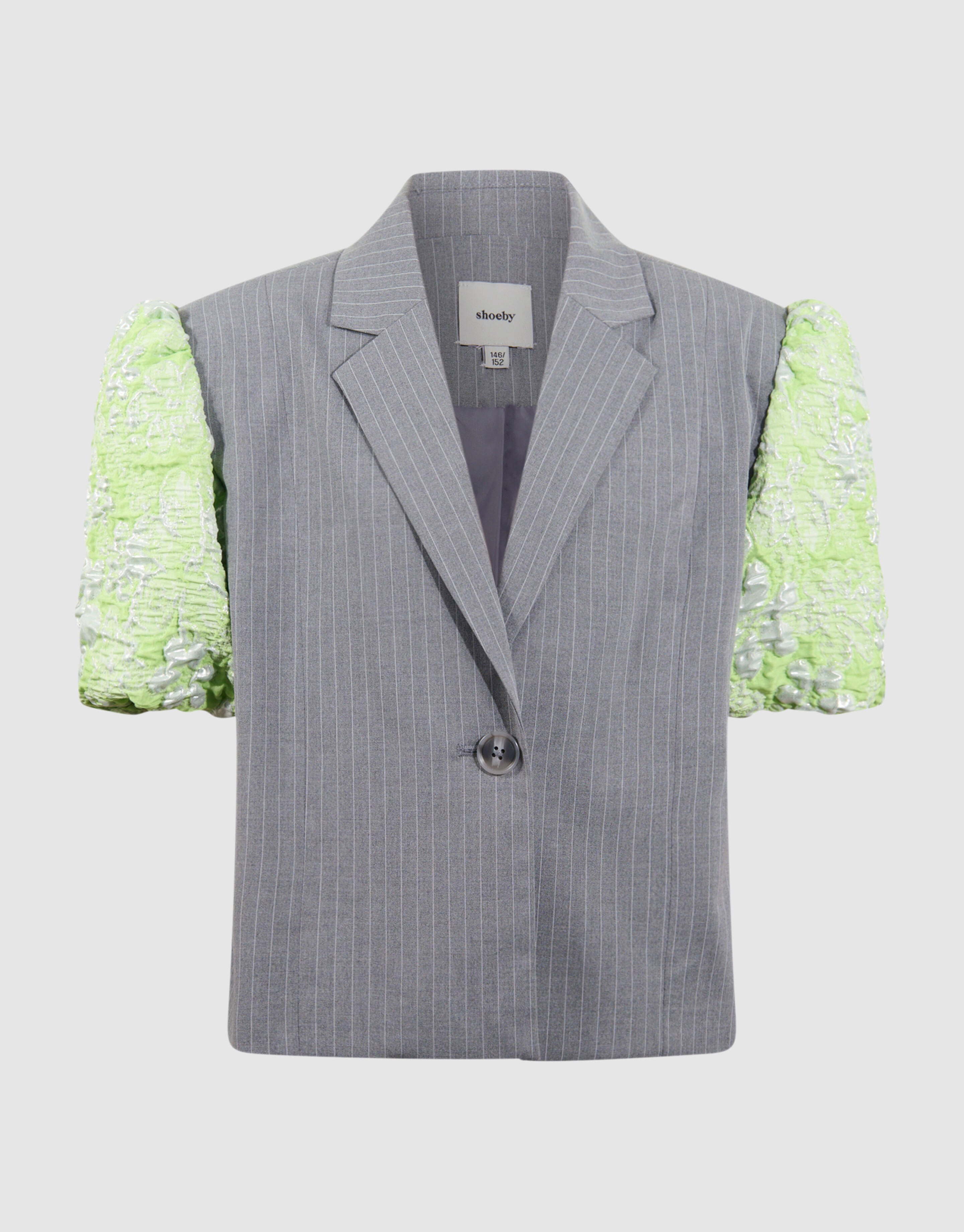 Jacquard Short Sleeve Blazer Grijs SHOEBY GIRLS