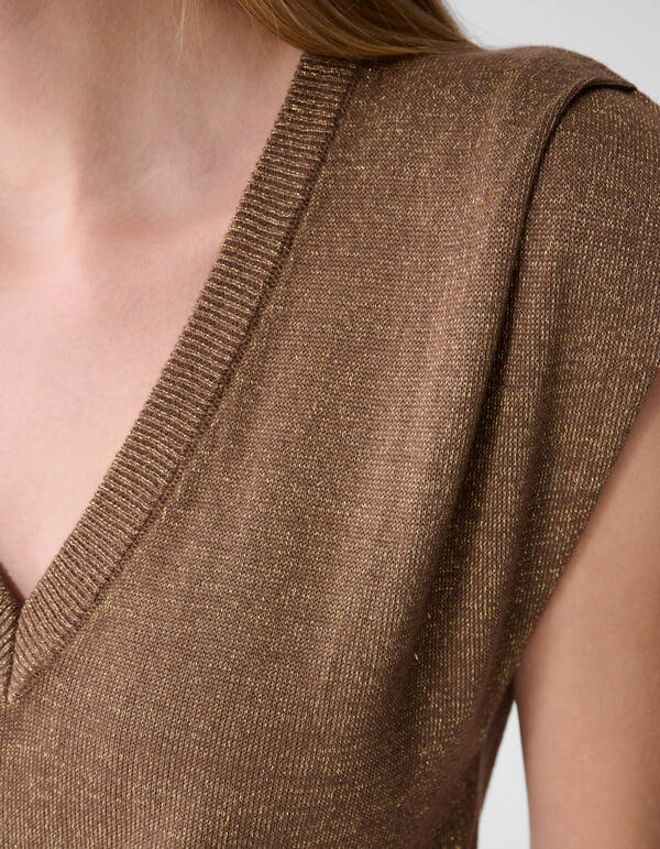 Glitter V-Neck Top Bruin SHOEBY WOMEN
