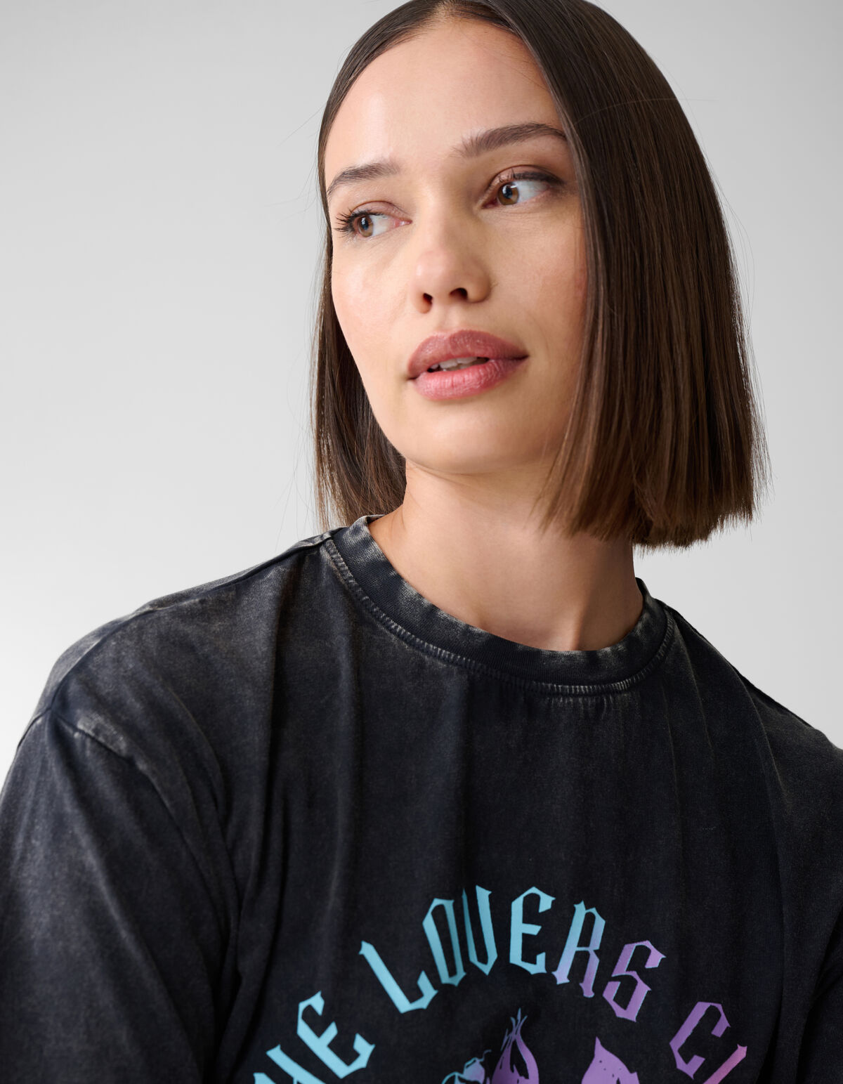 Washed Artwork T-shirt Donkergrijs SHOEBY WOMEN