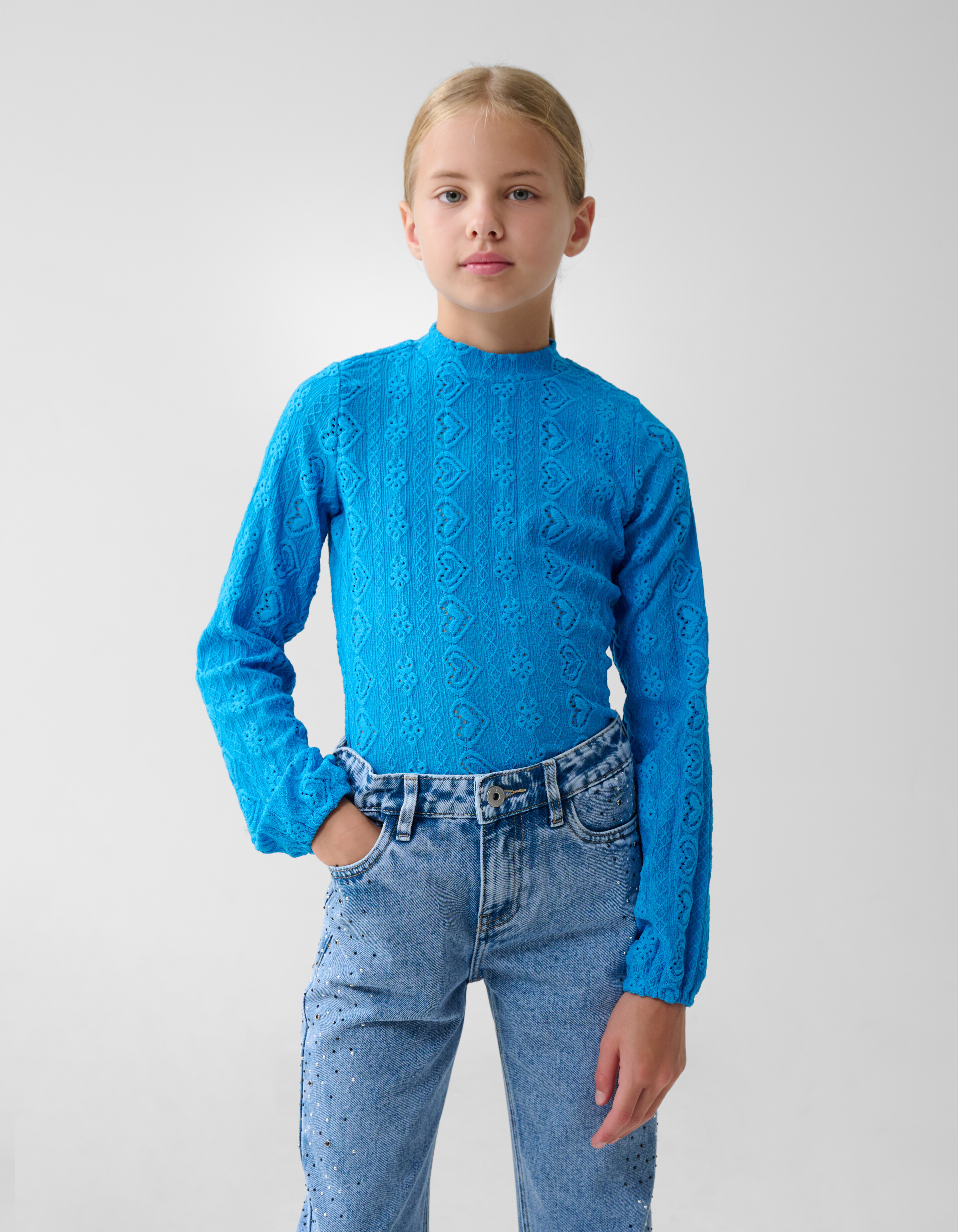Embroidery Top Blauw SHOEBY GIRLS
