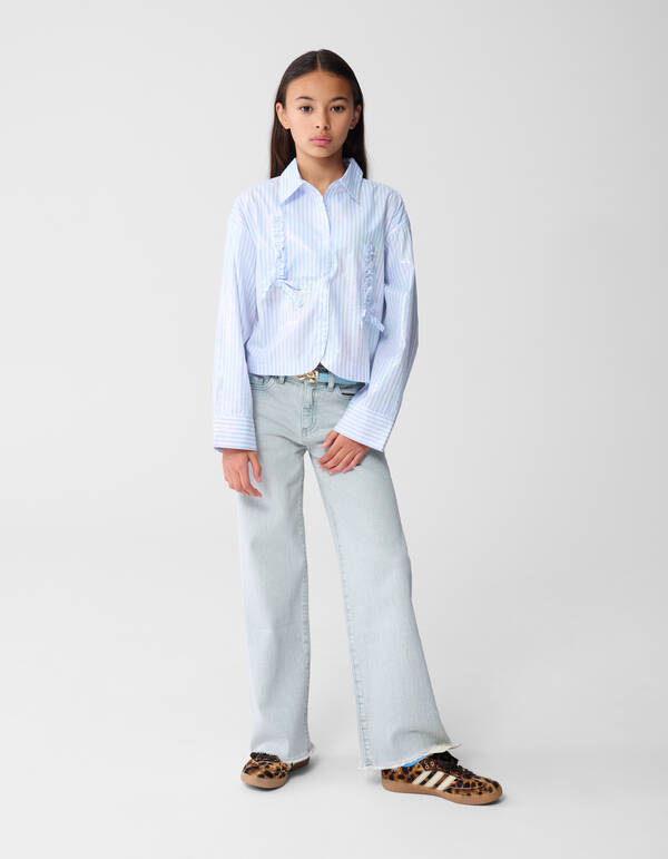 Shiny Pinstripe Blouse Lichtblauw SHOEBY GIRLS
