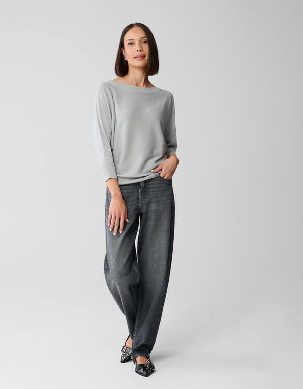 Glitter Vleermuis Trui Lichtgrijs SHOEBY WOMEN