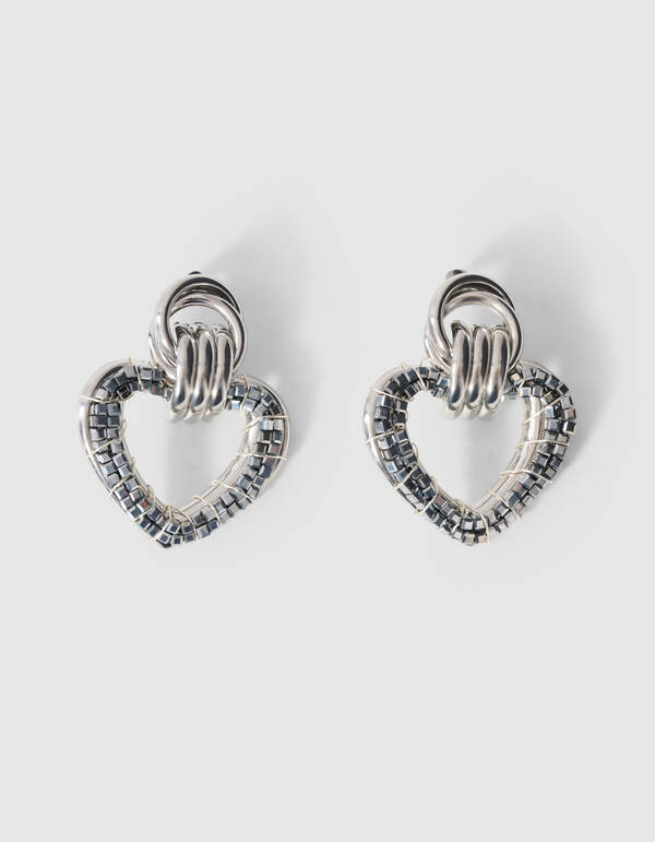 Beaded Heart Oorbellen Zilver SHOEBY ACCESSOIRES