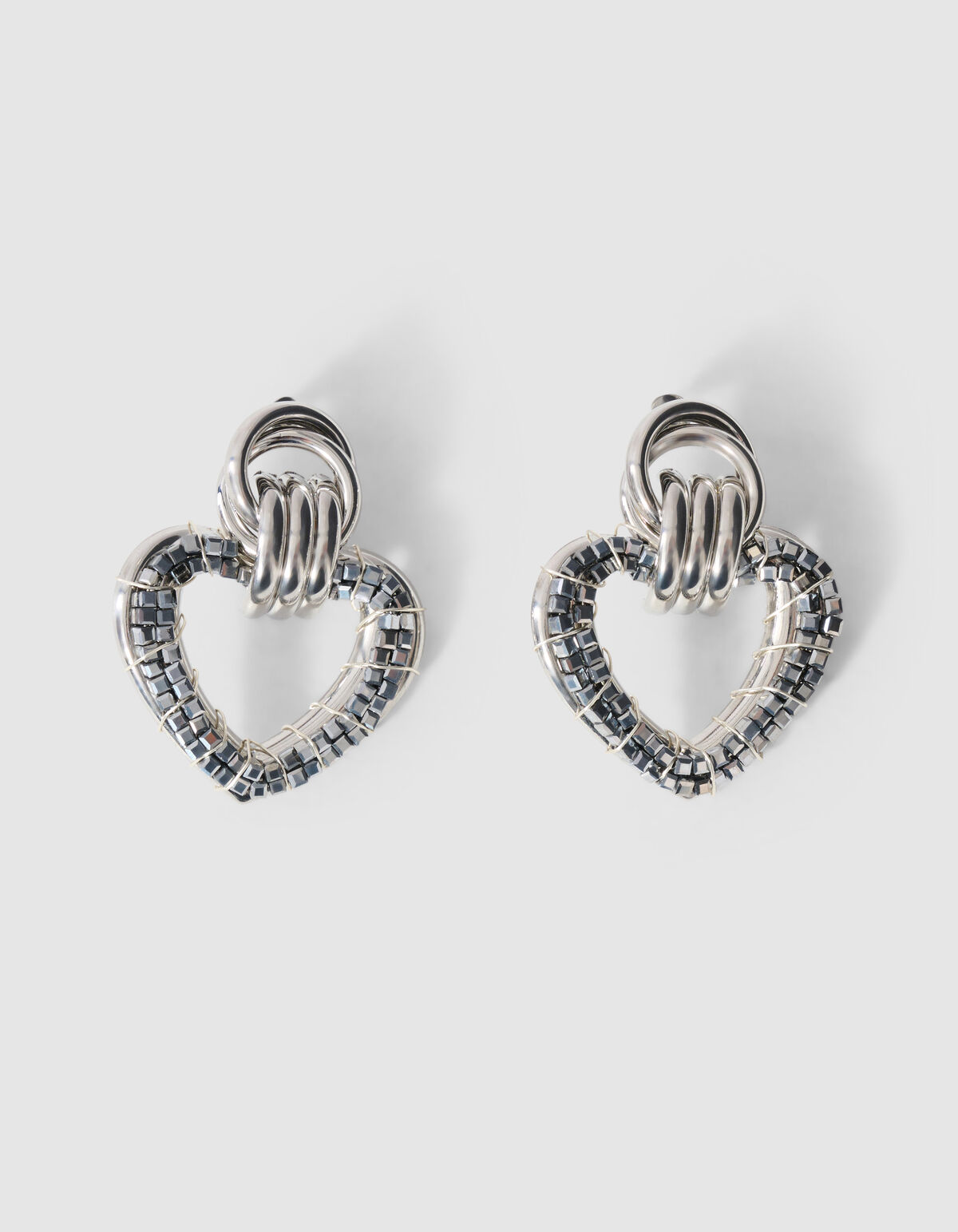 Beaded Heart Oorbellen Zilver SHOEBY ACCESSOIRES