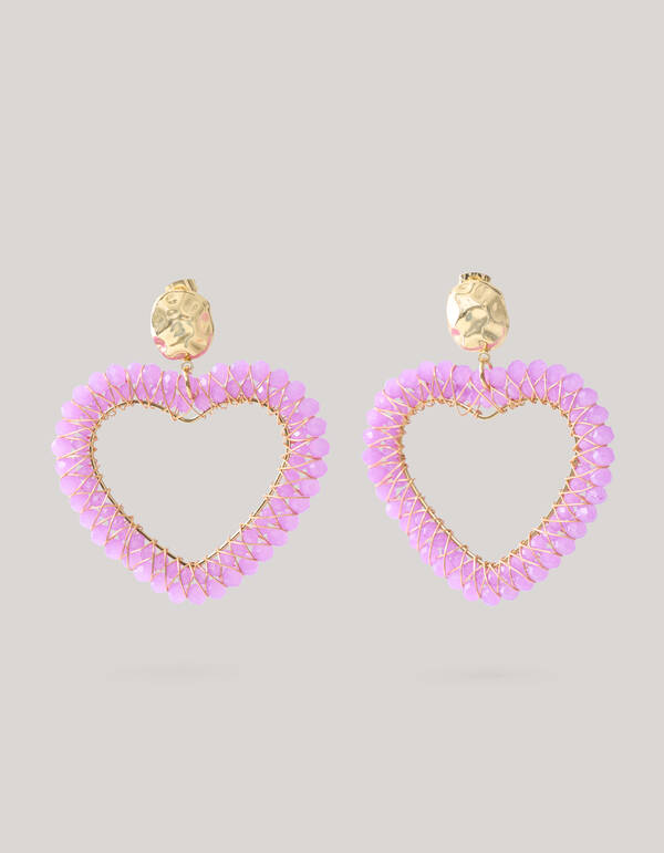 Beaded Heart Oorbellen Roze SHOEBY ACCESSOIRES