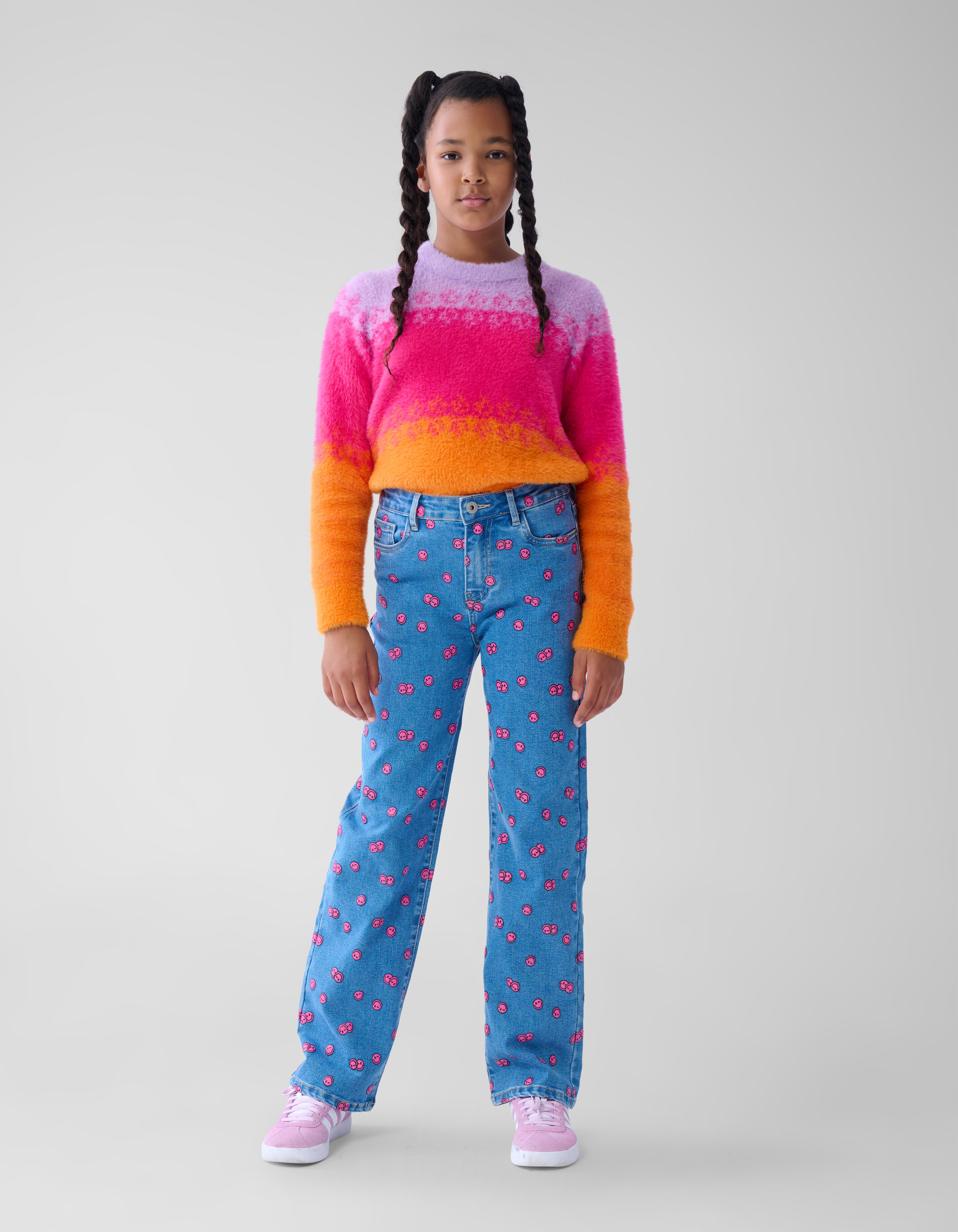 Printed Straight Fit Jeans Blauw SHOEBY GIRLS