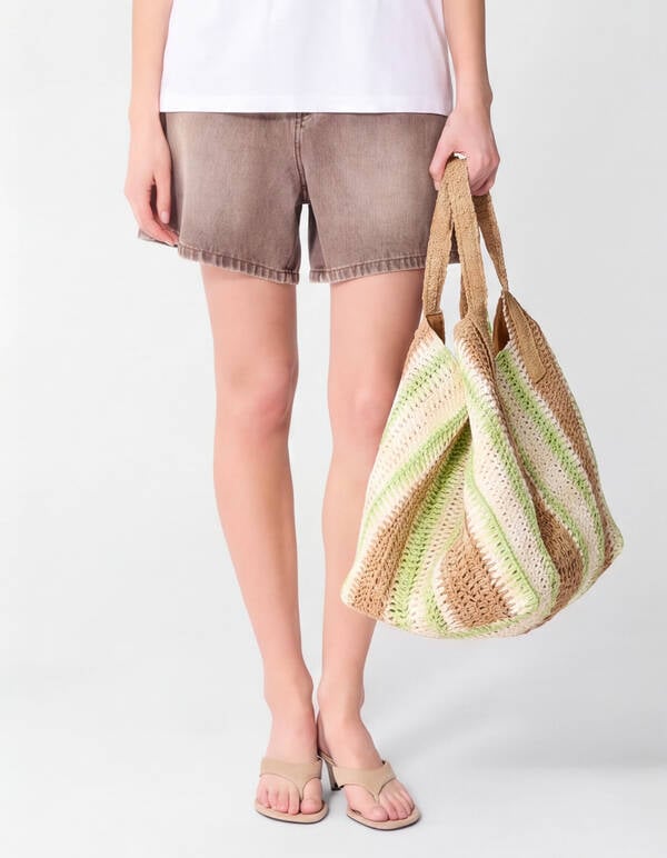 Gebreide Strandshopper Lichtgroen/Taupe SHOEBY ACCESSOIRES